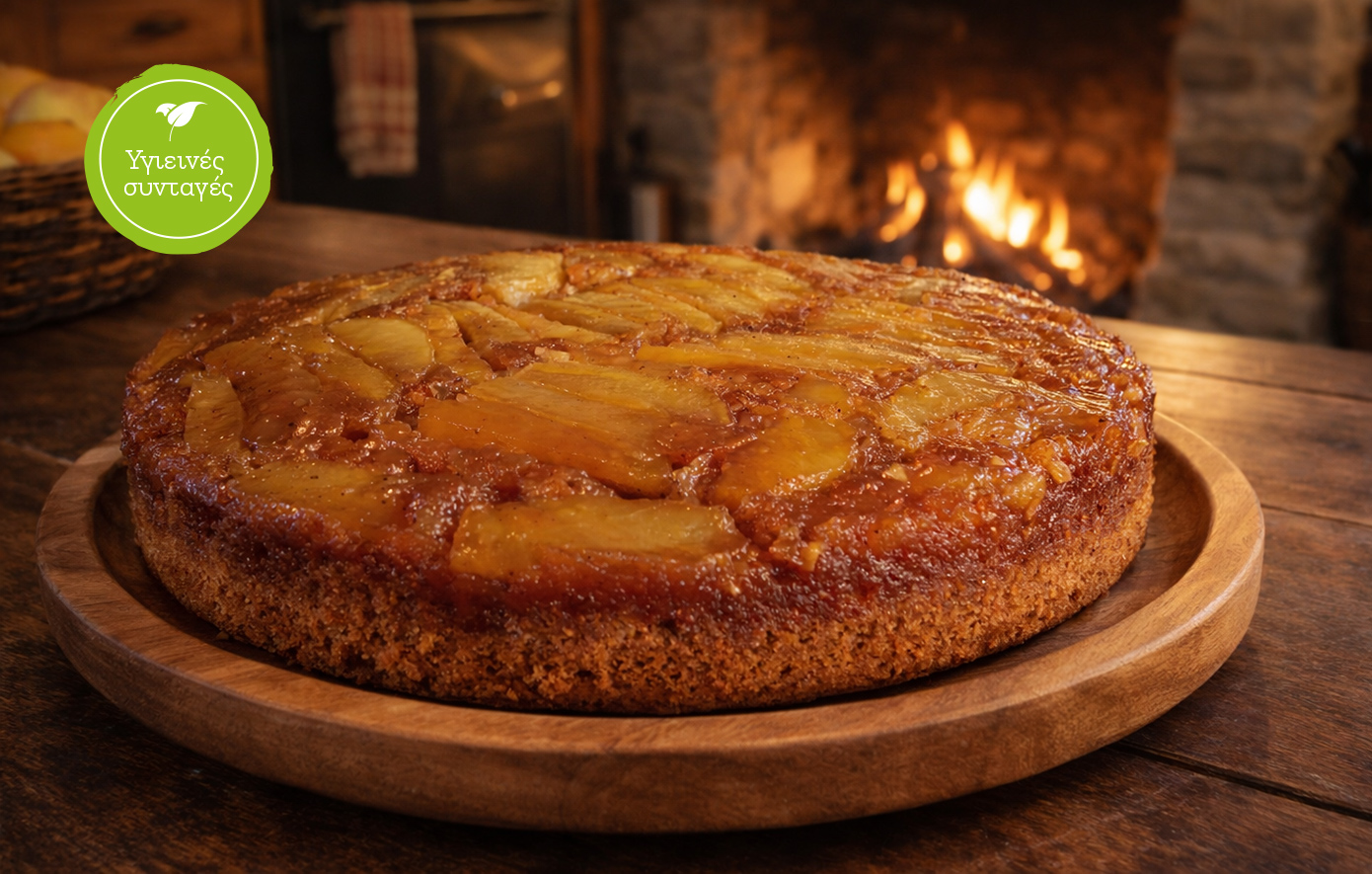 «Ανάποδο» κέικ μήλου με μέλι