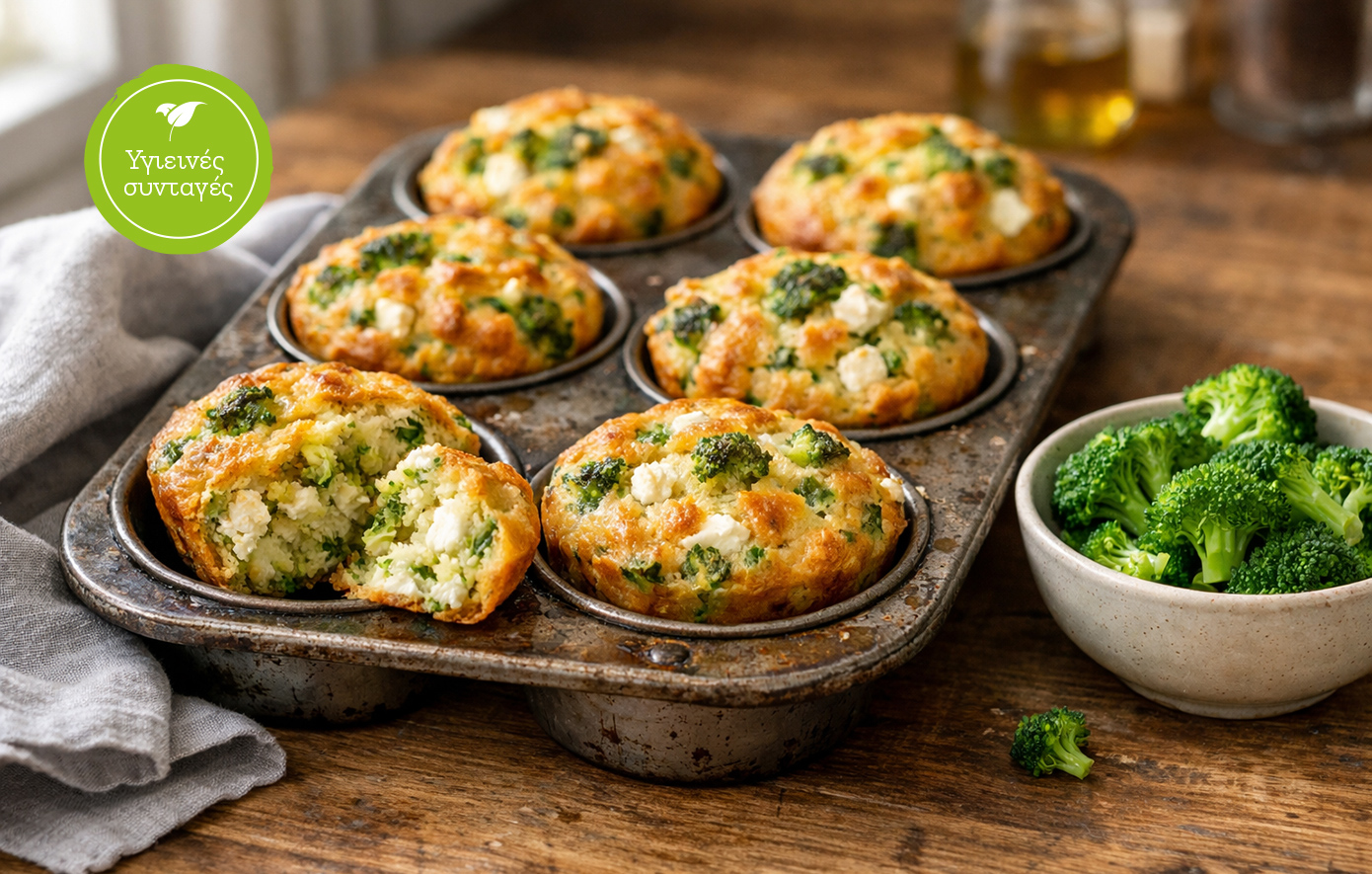 Πρωτεϊνικά muffins με μπρόκολο