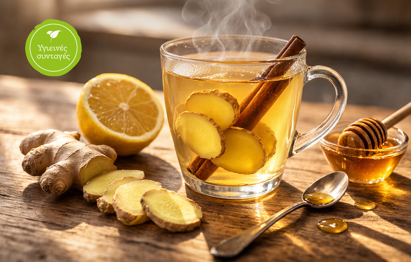 Ρόφημα με τζίντζερ, κανέλα, μέλι και λεμόνι