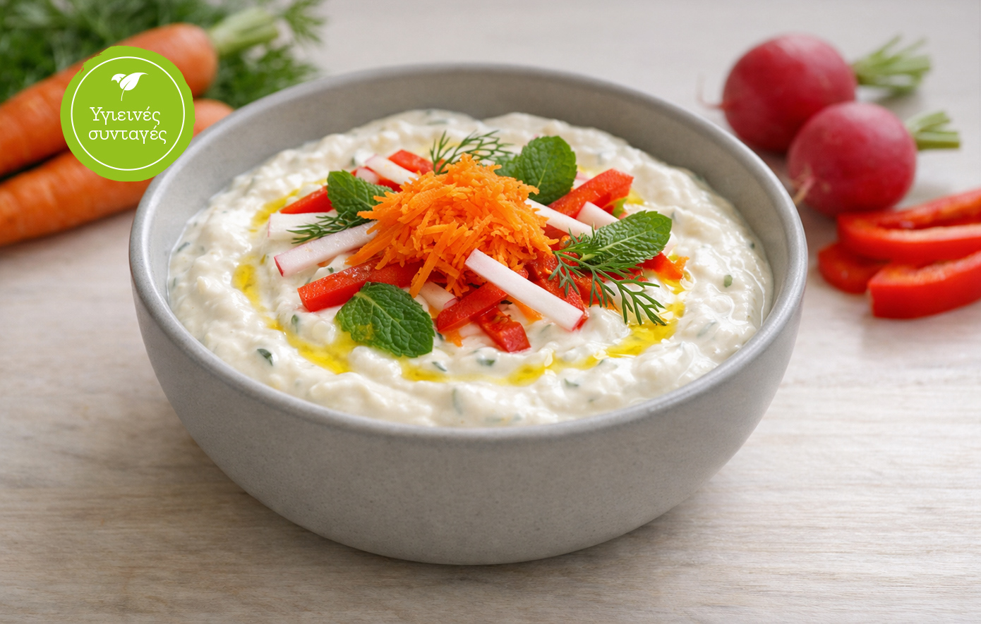 Ντιπ γιαουρτιού με φρέσκα λαχανικά &amp; φρέσκα μυρωδικά  