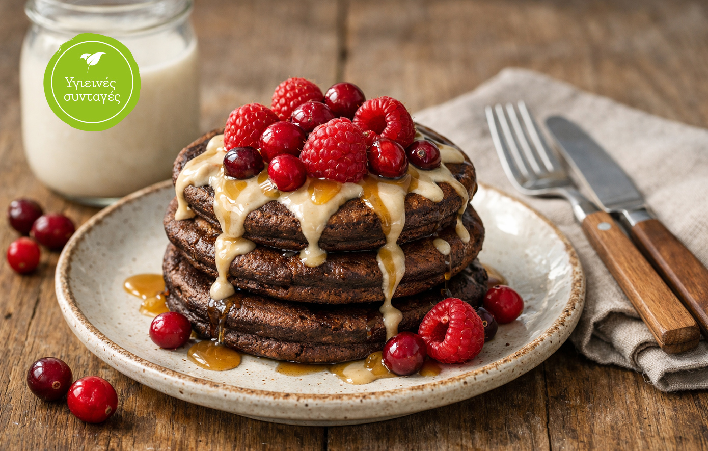 Σοκολατένια pancakes χωρίς ζάχαρη