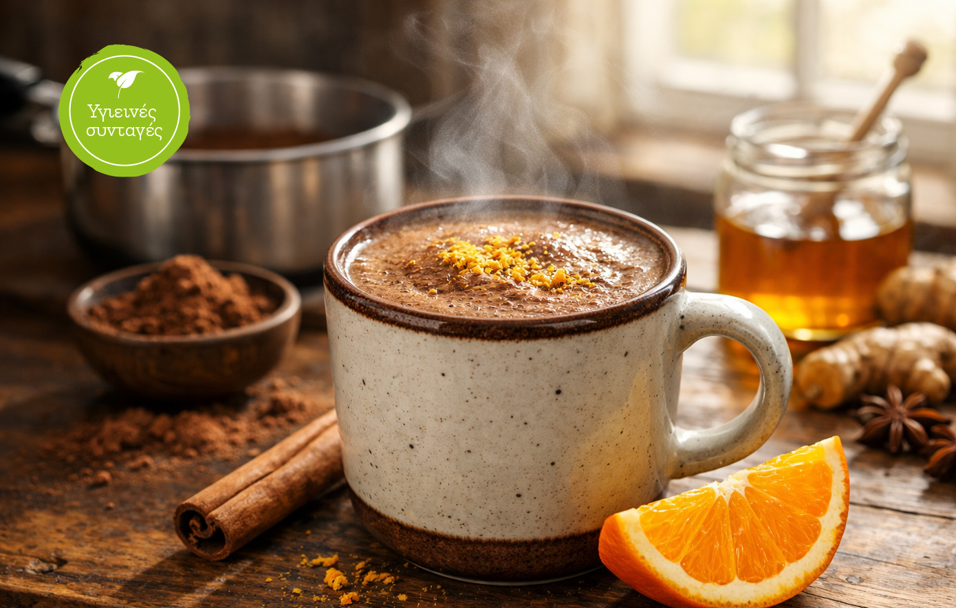 Θρεπτικό πρωινό: Ζεστή σοκολάτα με κουρκουμά και πορτοκάλι