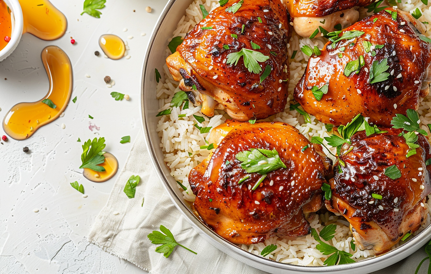 Κοτόπουλο με καραμελωμένη σάλτσα μελιού