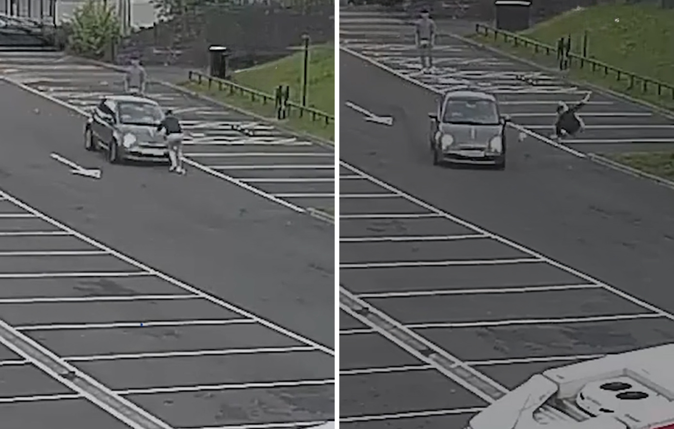 Η στιγμή που 19χρονη συνομιλεί με την συνοδηγό και χτυπάει με το αυτοκίνητό της νεαρό άντρα &#8211; Δείτε το βίντεο