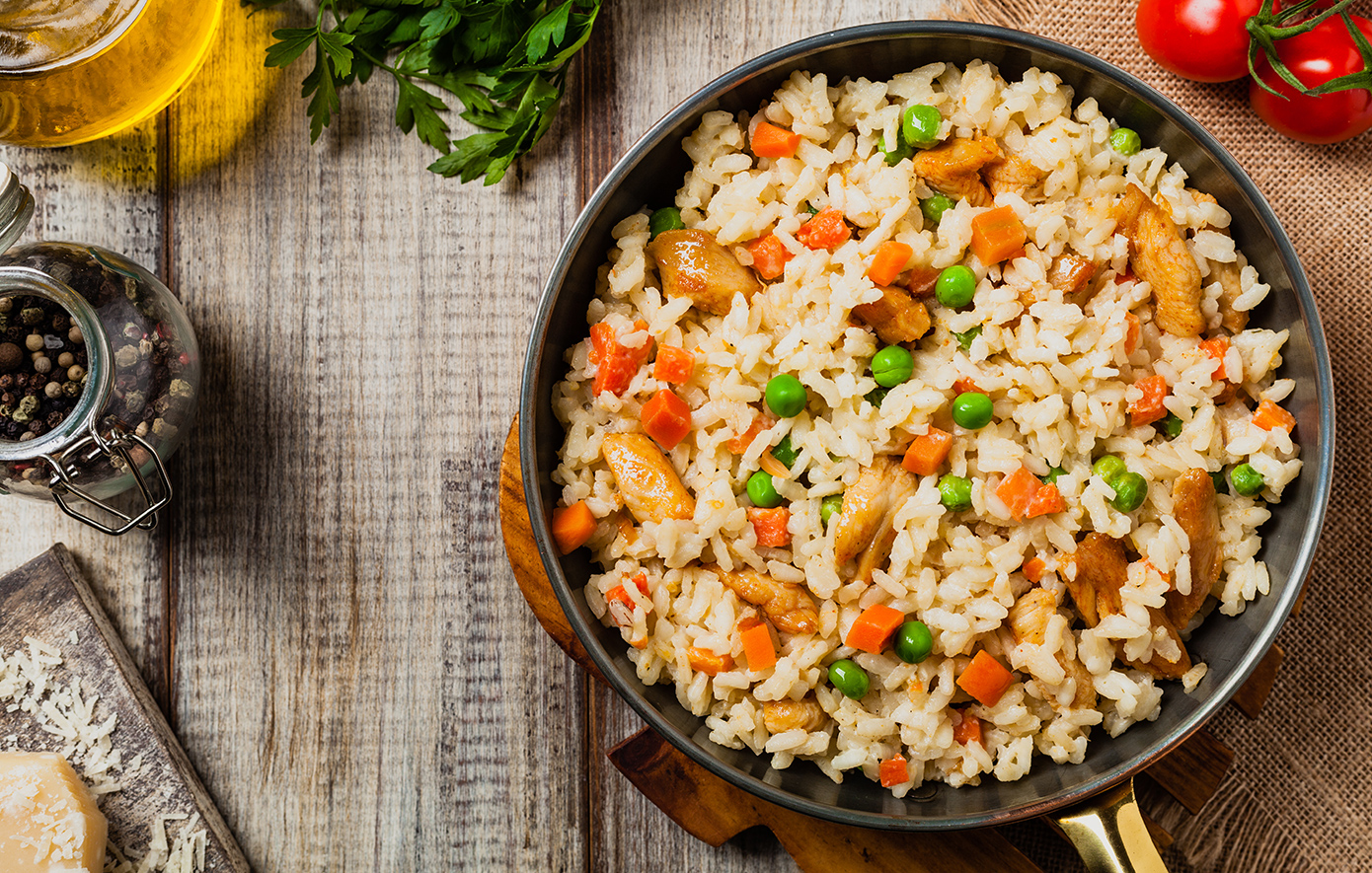 Ριζότο με κοτόπουλο και αρακά