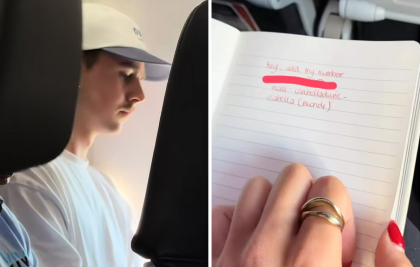 Το ερωτικό σημείωμα γυναίκας προς «χαριτωμένο άντρα» σε πτήση έγινε viral