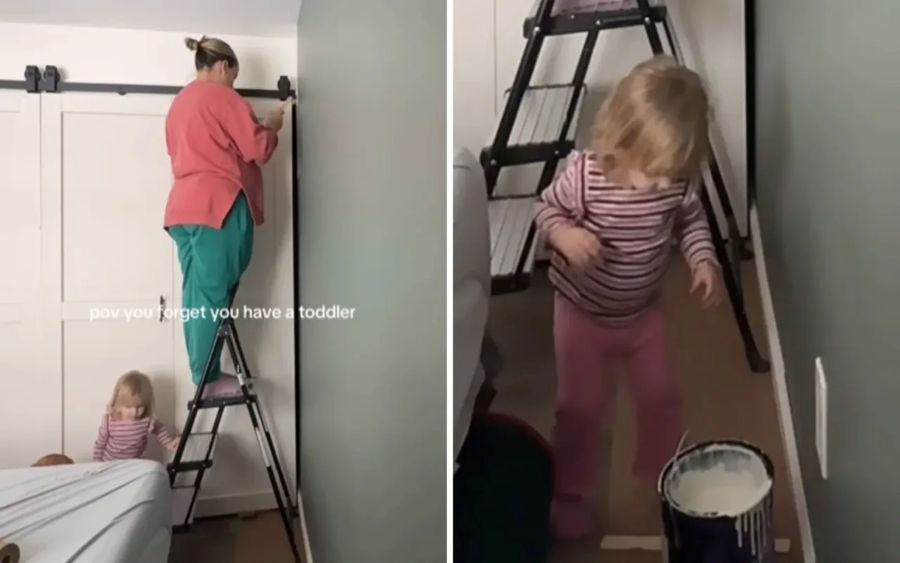 Προσπάθησε να βάψει το δωμάτιο… αλλά το μικρό είχε άλλα σχέδια