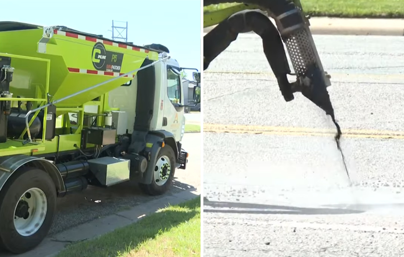 Νέα τεχνολογία επιτρέπει σε φορτηγό να «μπαλώνει» 146 λακκούβες την ημέρα με θερμαινόμενο σπρέι ασφάλτου