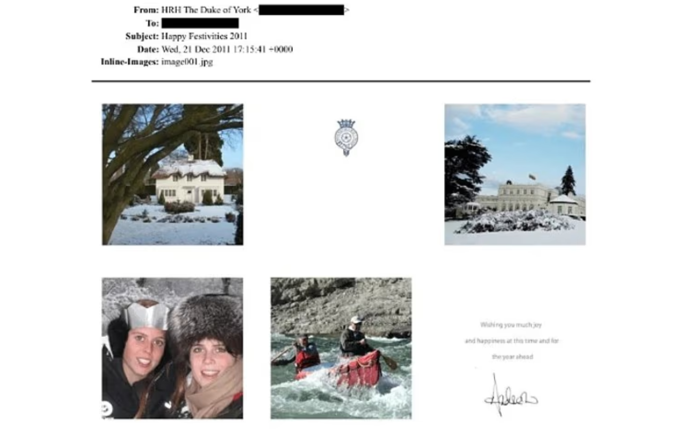 Η δεύτερη χριστουγεννιάτικη κάρτα του Άντριου προς τον Έπστάιν Η δεύτερη χριστουγεννιάτικη κάρτα του Άντριου προς τον Έπστάιν