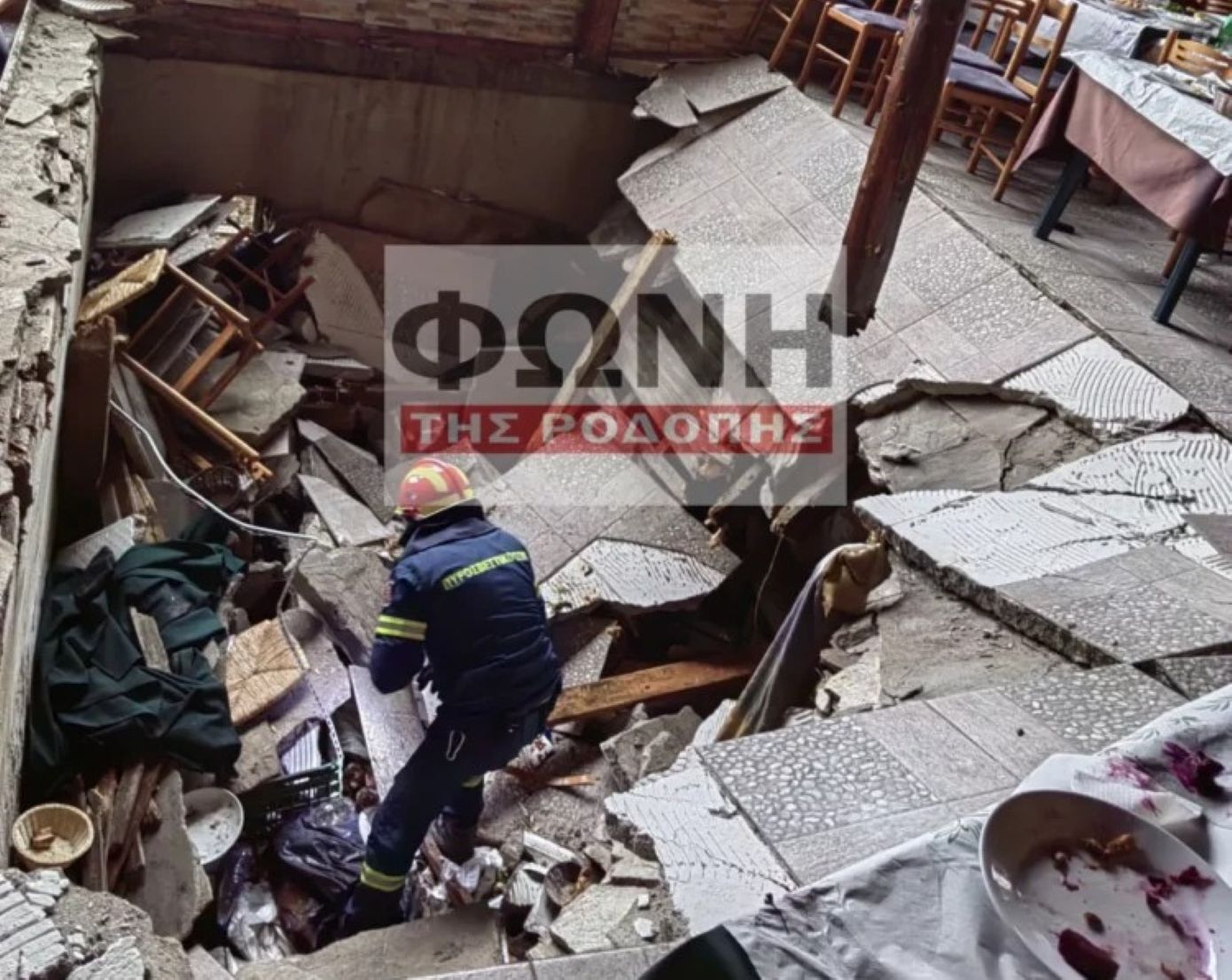 Κατέρρευσε πάτωμα ταβέρνας στον Πάνδροσο Κομοτηνής – Οκτώ άτομα στο νοσοκομείο