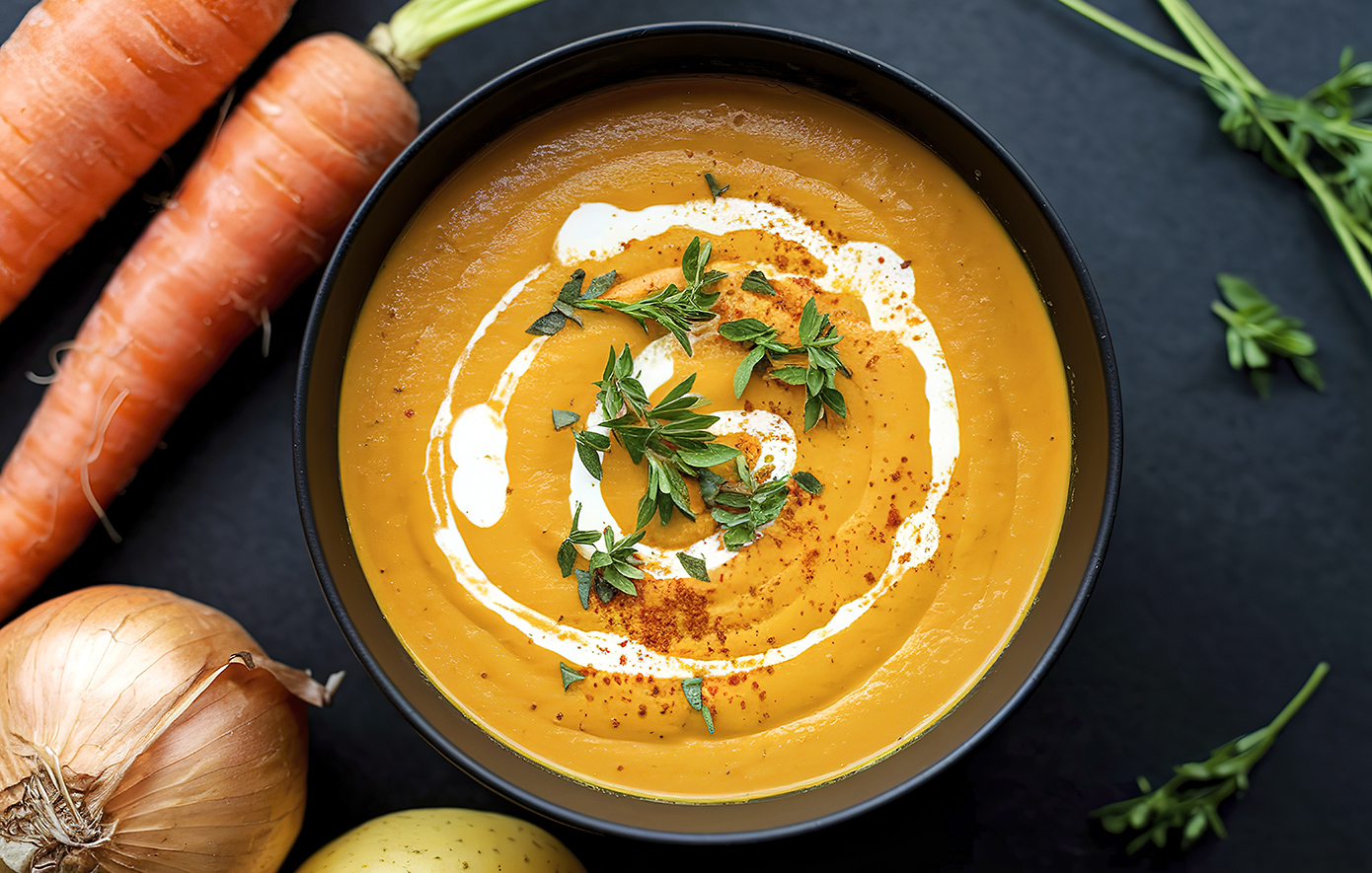 Βελουτέ σούπα καρότου με τζίντζερ