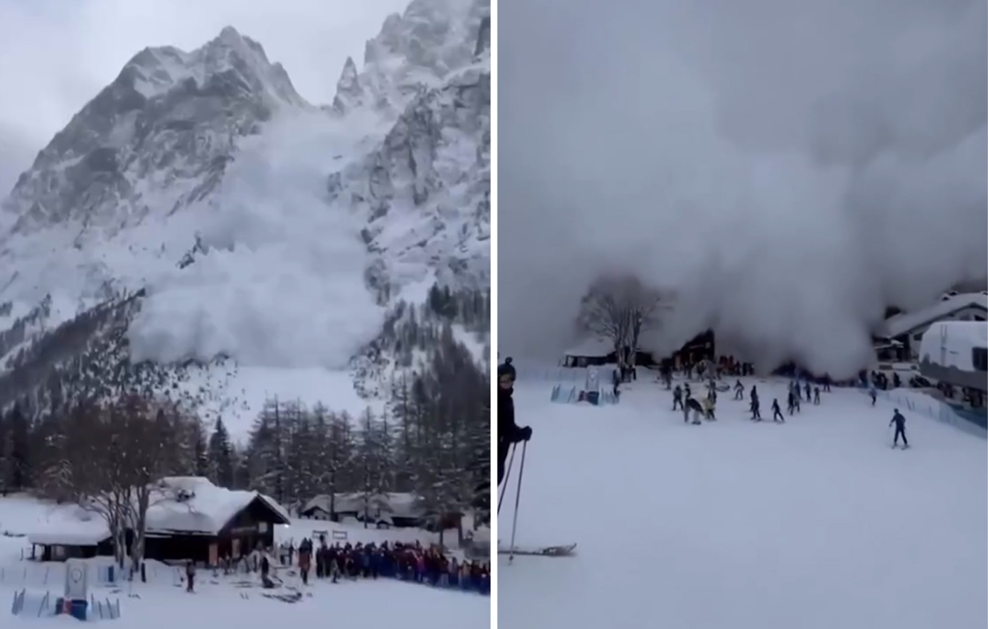 Η στιγμή που χιονοστιβάδα «κατεβαίνει» από βουνό στην Ιταλία, καθώς δεκάδες σκιέρ παρακολουθούν το θέαμα πριν πανικοβληθούν