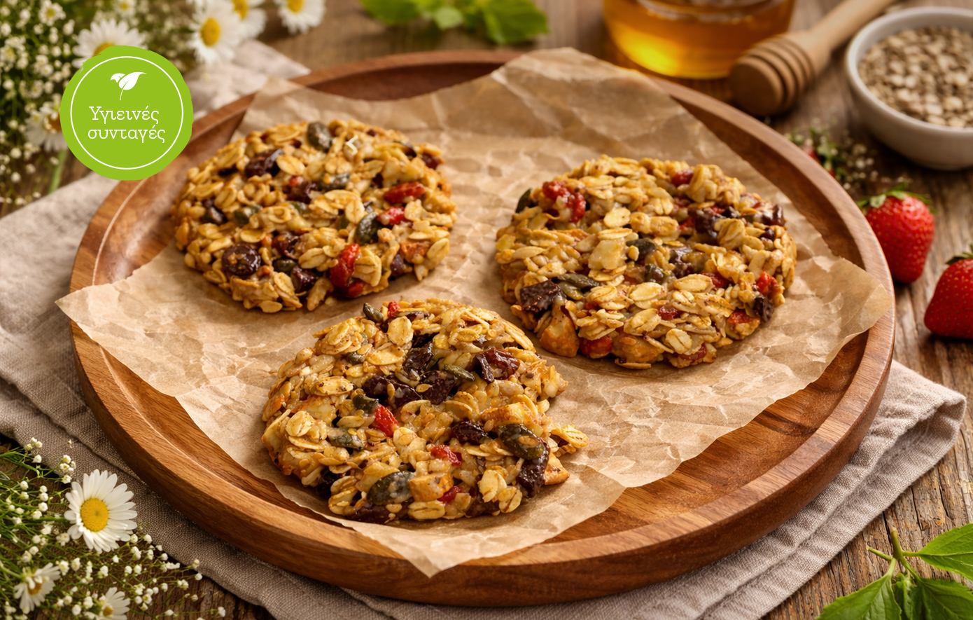 Μπισκότα με βρώμη και αποξηραμένα φρούτα