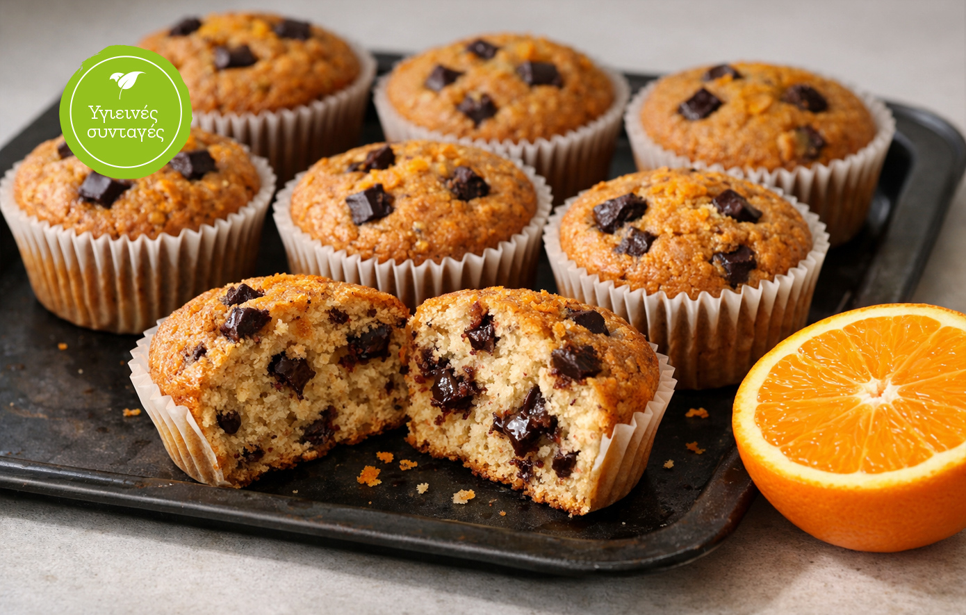 Muffins πορτοκαλιού χωρίς αβγά και ζάχαρη