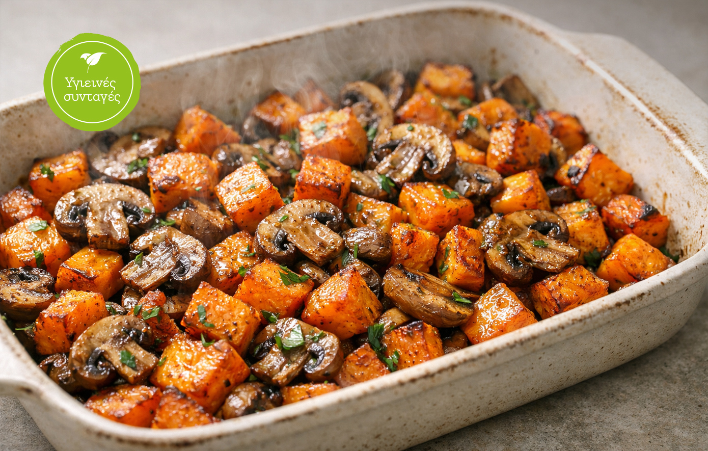 Μανιτάρια με γλυκοπατάτες στο φούρνο (νηστίσιμο)