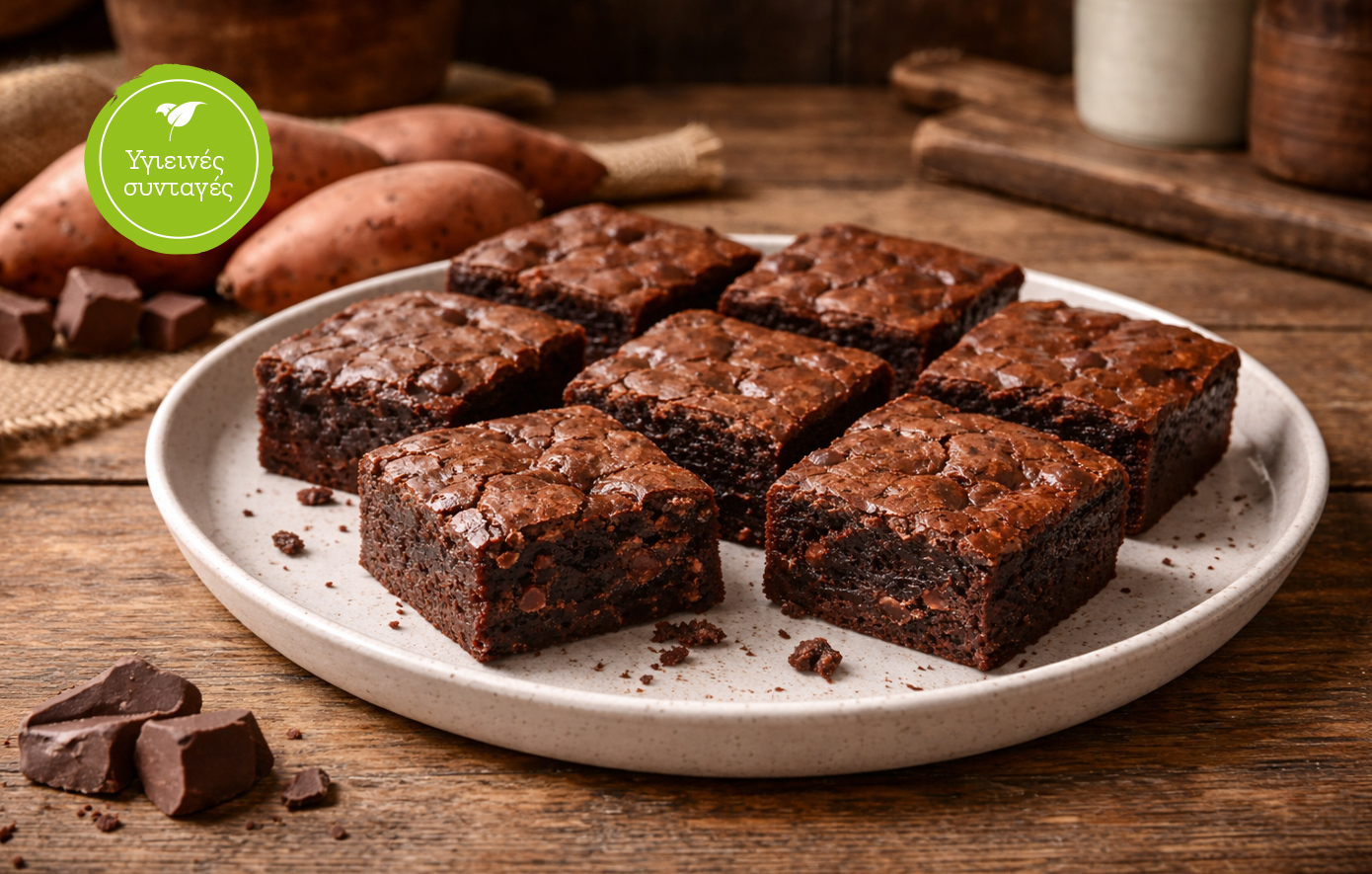 Brownie γλυκοπατάτας με μαύρη σοκολάτα