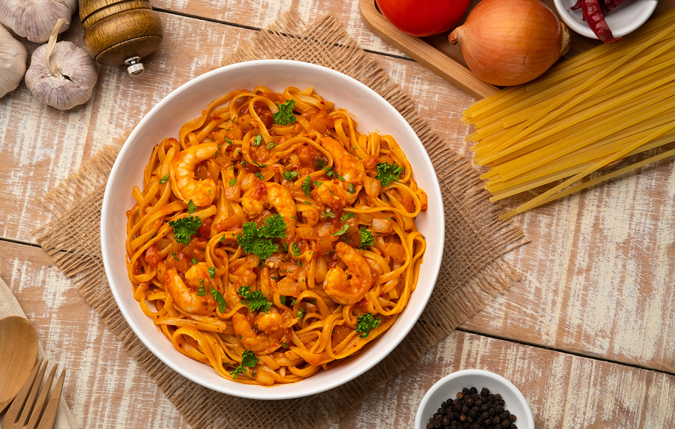 Μεσογειακή γαριδομακαρονάδα