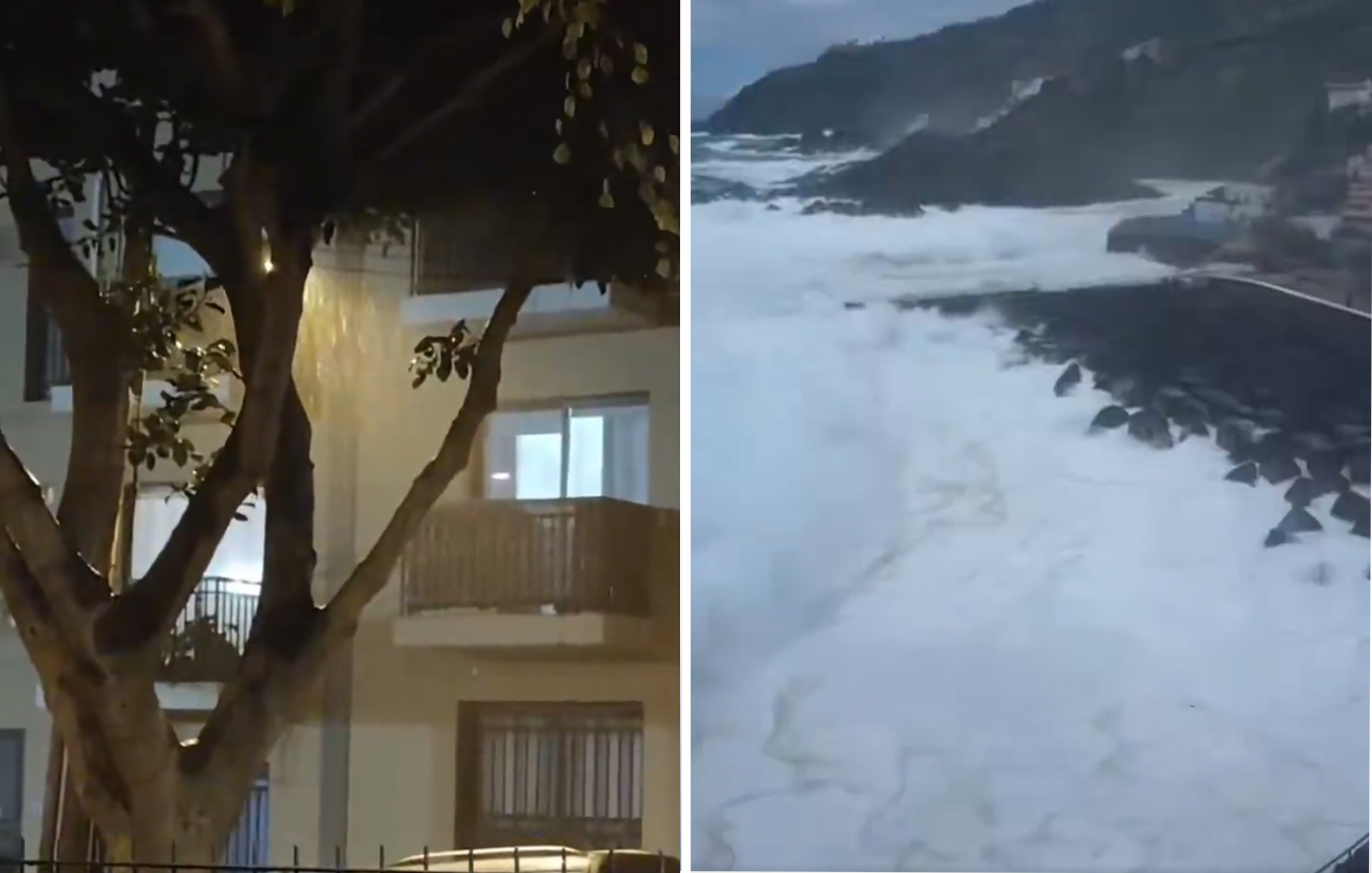 Ασύλληπτες εικόνες από την ιστορική κακοκαιρία στις Κανάριες Νήσους &#8211; Η θάλασσα βγήκε στη στεριά και τα χιόνια «σκέπασαν» την Τενερίφη