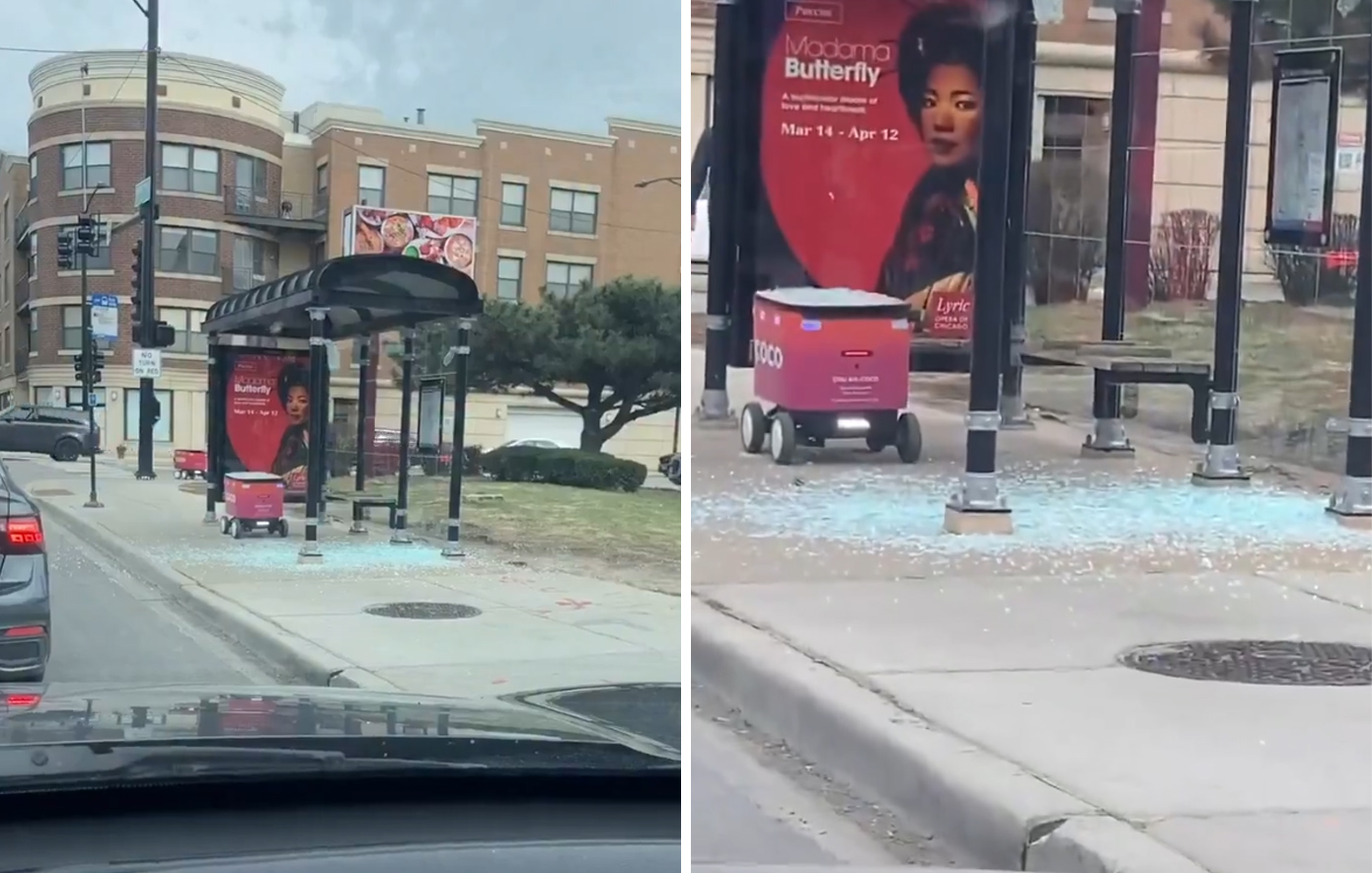Ρομπότ διανομής έπεσε σε γυάλινη στάση λεωφορείου στο Σικάγο – Αντιδράσεις για την ασφάλεια και την παρουσία τους στην πόλη