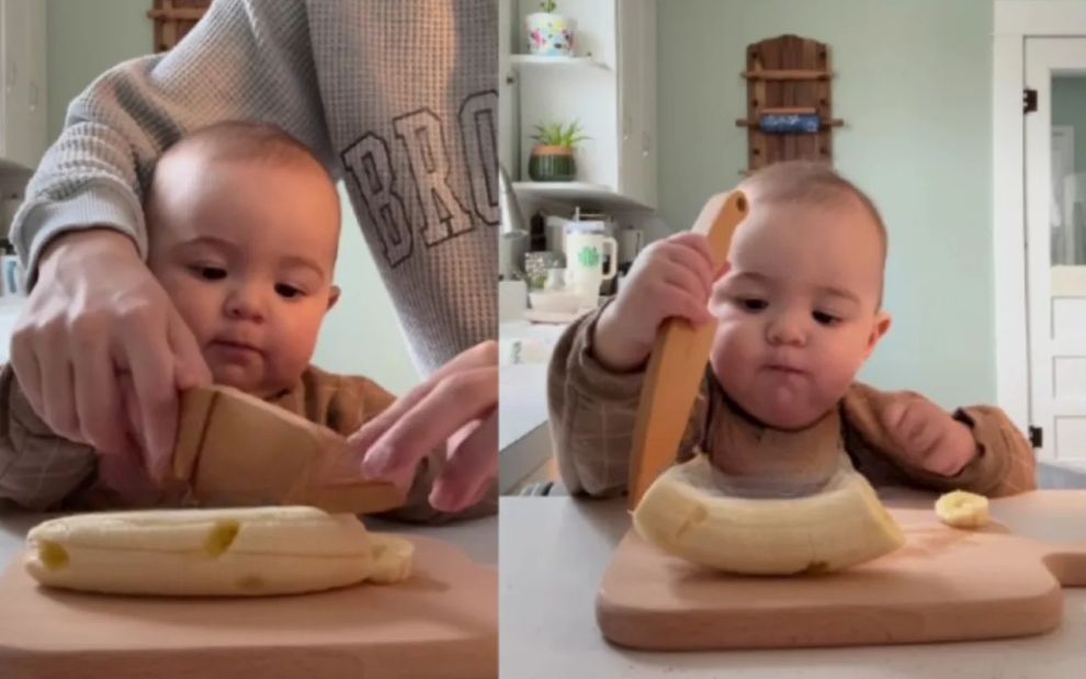 Μωρό μαθαίνει να χρησιμοποιεί μαχαίρι και αυτό που κάνει στο τέλος είναι… επικό