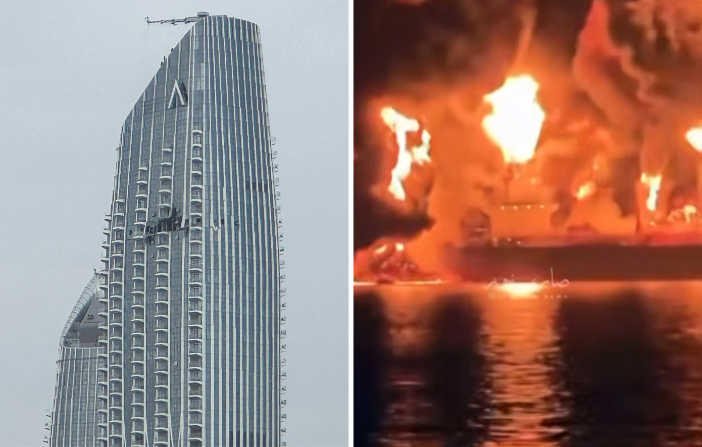 Τάνκερ στις φλόγες στον Περσικό, τρύπα σε ουρανοξύστη στο Ντουμπάι – Εικόνες από τη διάσωση του πληρώματος του Zefyros