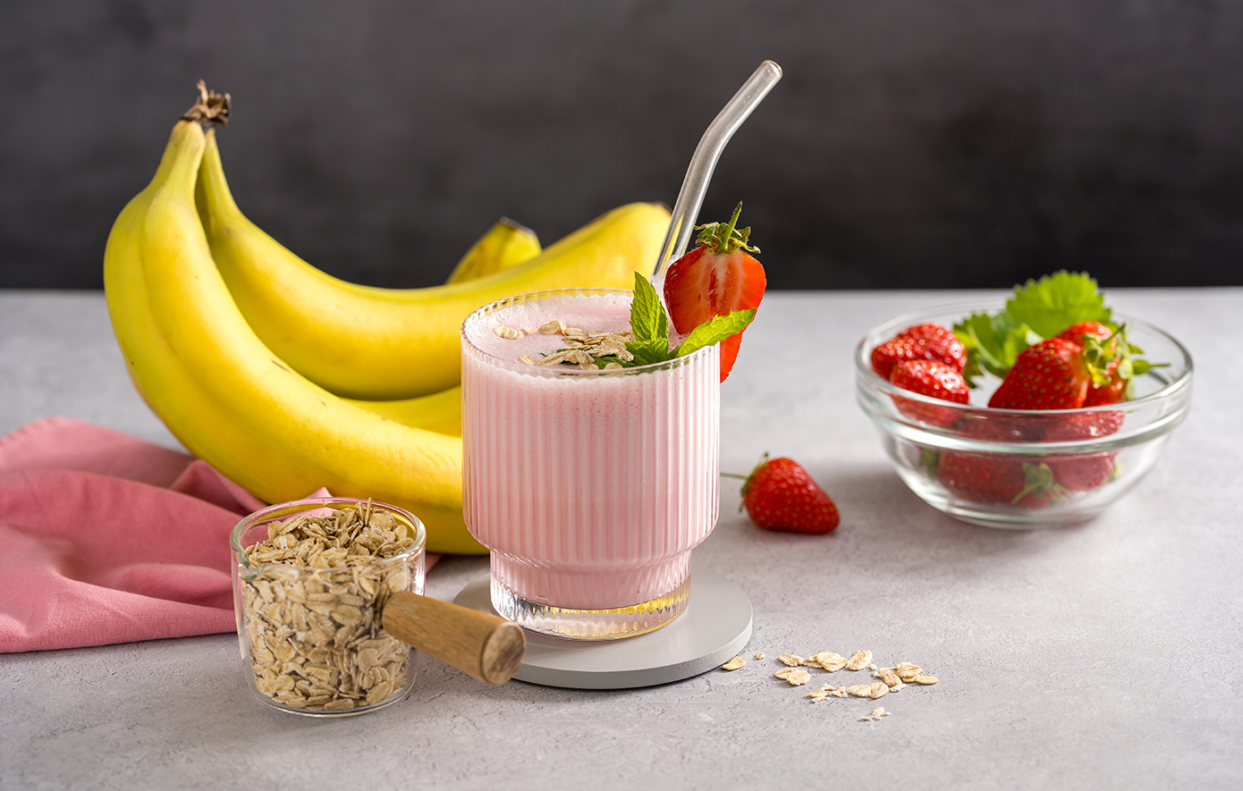 Smoothie με μπανάνα και φράουλες