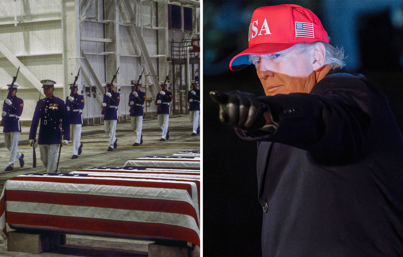 Τα σκεπασμένα φέρετρα με την αμερικανική σημαία αναδιαμορφώνουν το πολιτικό τοπίο για τον Ντόναλντ Τραμπ