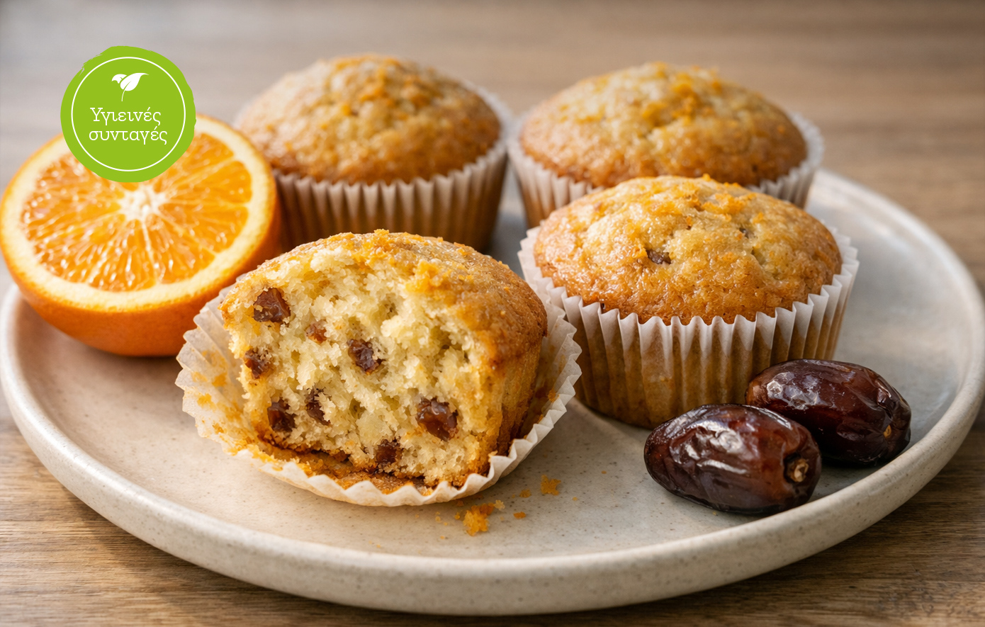 Muffins με πορτοκάλι &amp; χουρμάδες