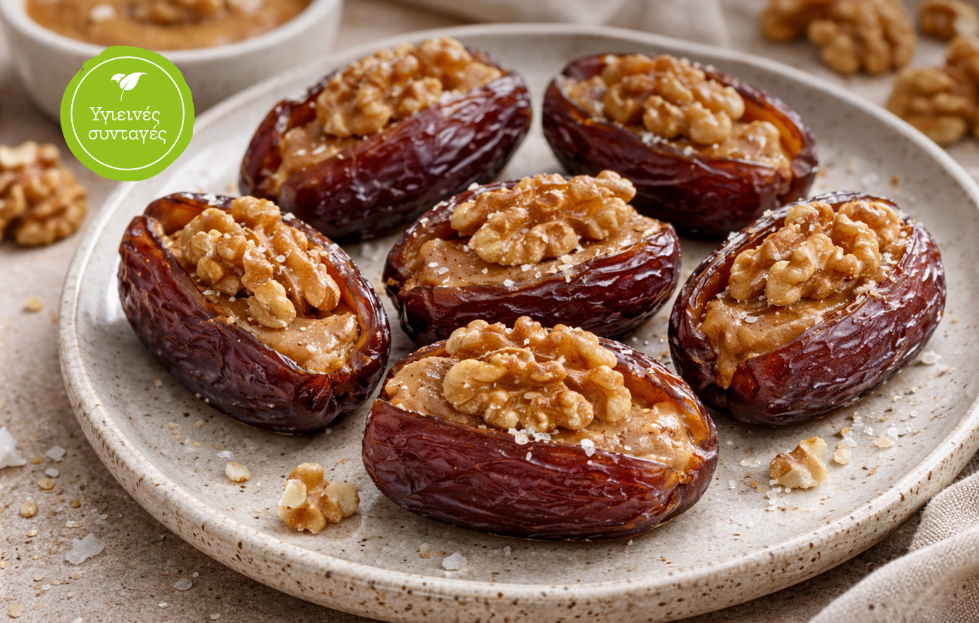 Γεμιστοί χουρμάδες με καρύδι 