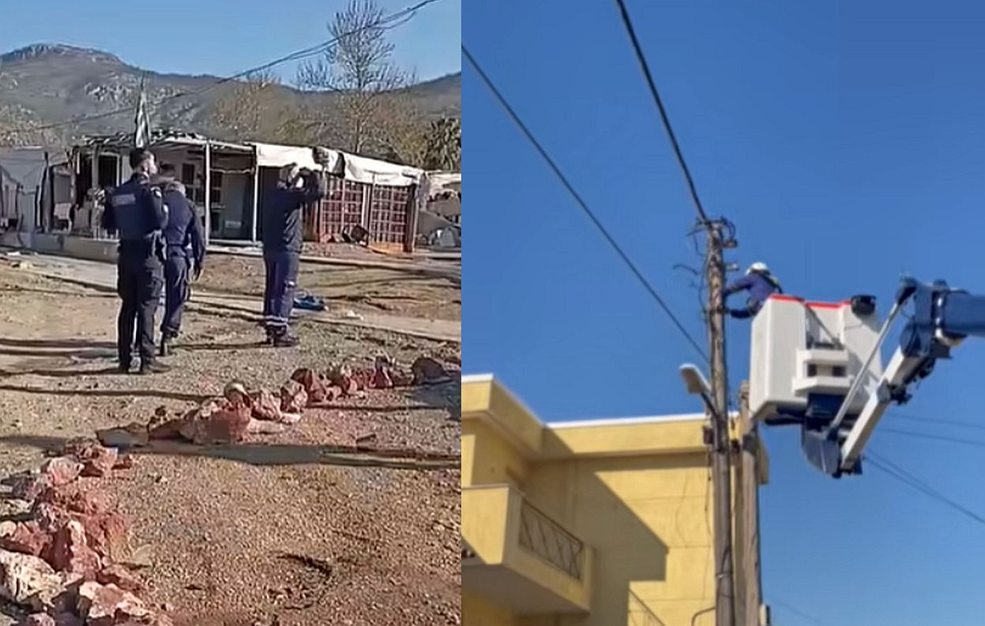 Επιχείρηση αστυνομίας και ΔΕΔΔΗΕ σε οικισμούς Ρομά στα Άνω Λιόσια για ρευματοκλοπές &#8211; Δείτε βίντεο