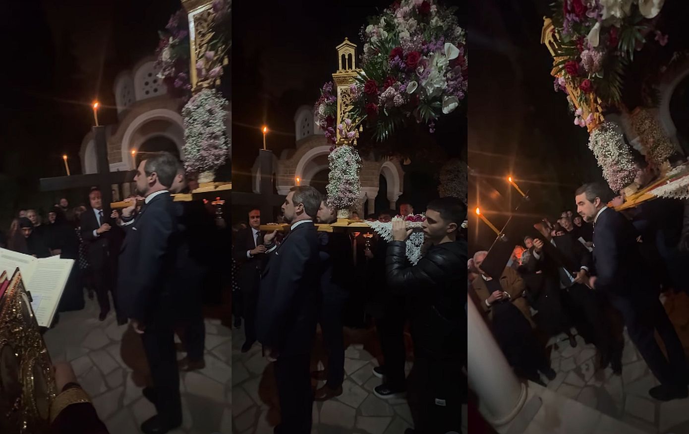 Νικόλαος Ντε Γκρες και Γιώργος Τσαλίκης με τα παιδιά του κράτησαν τον Επιτάφιο στην Ιερά Μονή Αγίας Φιλοθέης στην Εκάλη