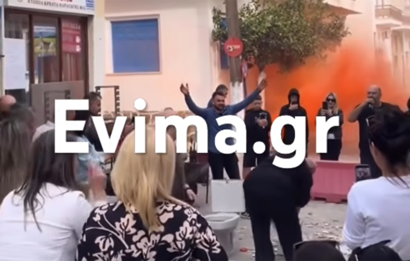 Το γλέντι στην Εύβοια που πήρε άλλη τροπή &#8211; Ξέμειναν από πιάτα και άρχισαν να σπάνε και λεκάνες &#8211; Δείτε το βίντεο