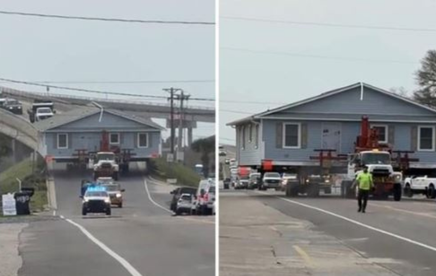 Κόλλησαν στην κίνηση, γιατί φορτηγό μετέφερε… ολόκληρο σπίτι &#8211; Δείτε βίντεο