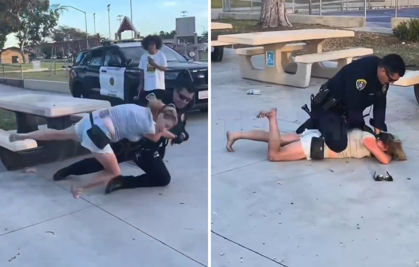 Αστυνομικός πετά βίαια στο έδαφος γυναίκα που τον δάγκωσε μετά από ρατσιστικό παραλήρημα