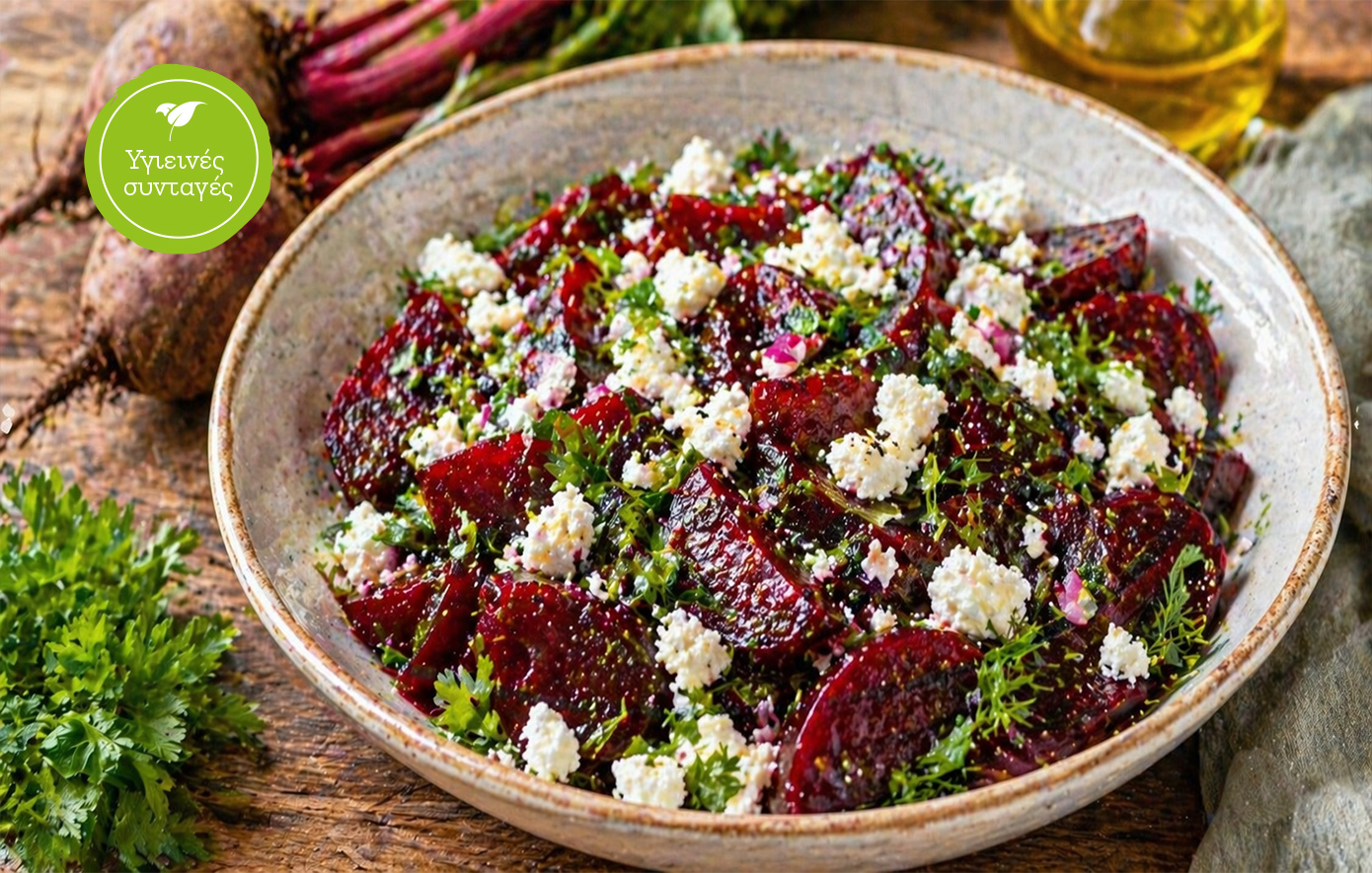 Σαλάτα με ψητά παντζάρια, φέτα και μυρωδικά