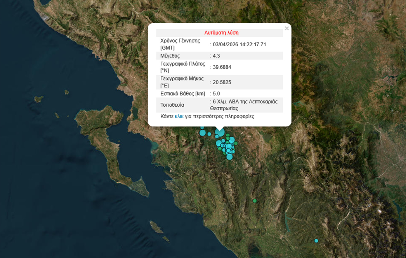 Σεισμός 4,3 Ρίχτερ στη Θεσπρωτία