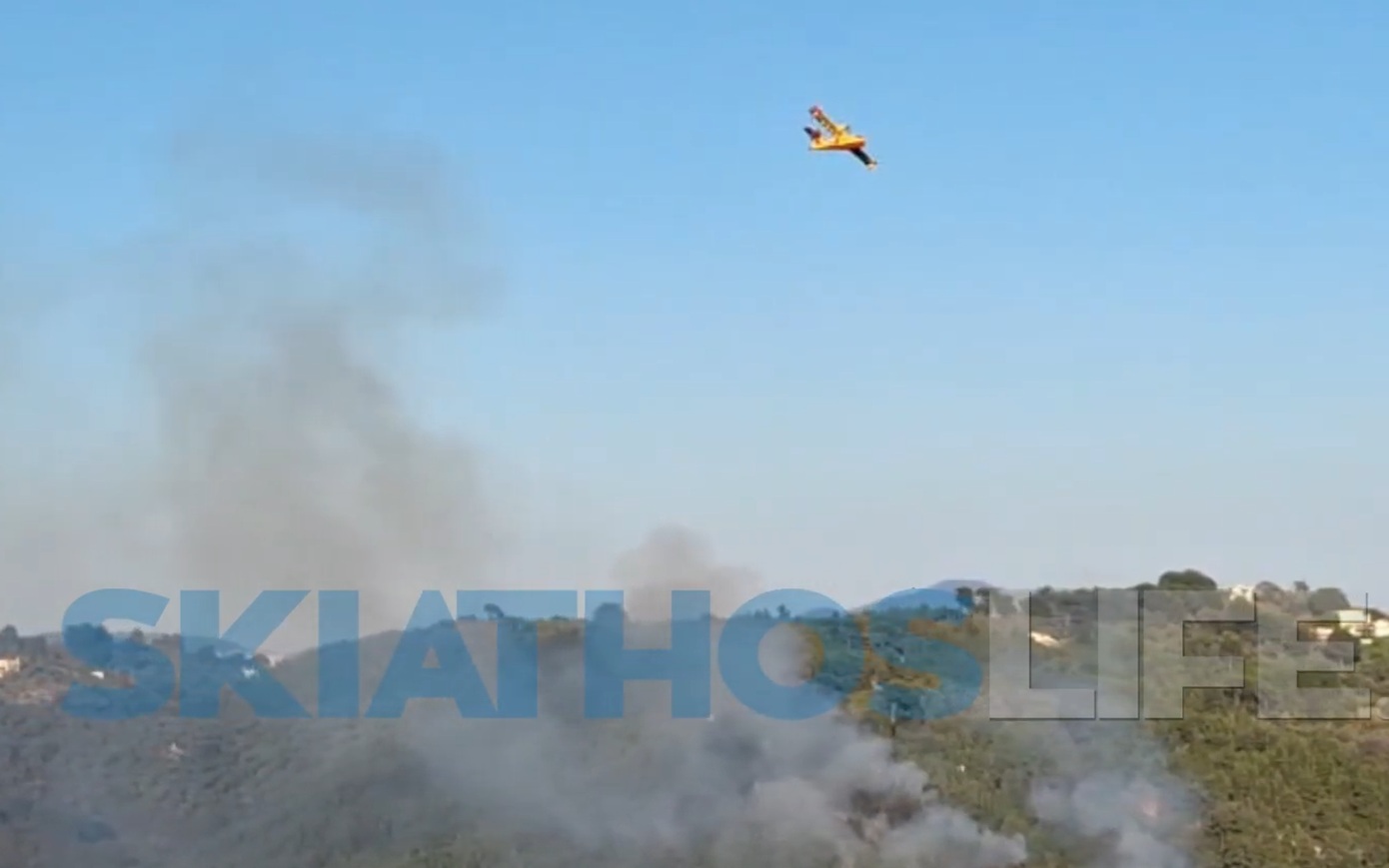Φωτιά στη Σκιάθο, σε δασική έκταση στον Πλατανιά &#8211; Επιχείρησαν δύο Canadair