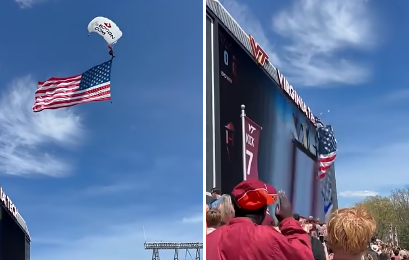 Τρόμος στον αέρα: Αλεξιπτωτιστής «καρφώθηκε» σε φωτεινό πίνακα κατά τη διάρκεια αγώνα &#8211; Δείτε το βίντεο