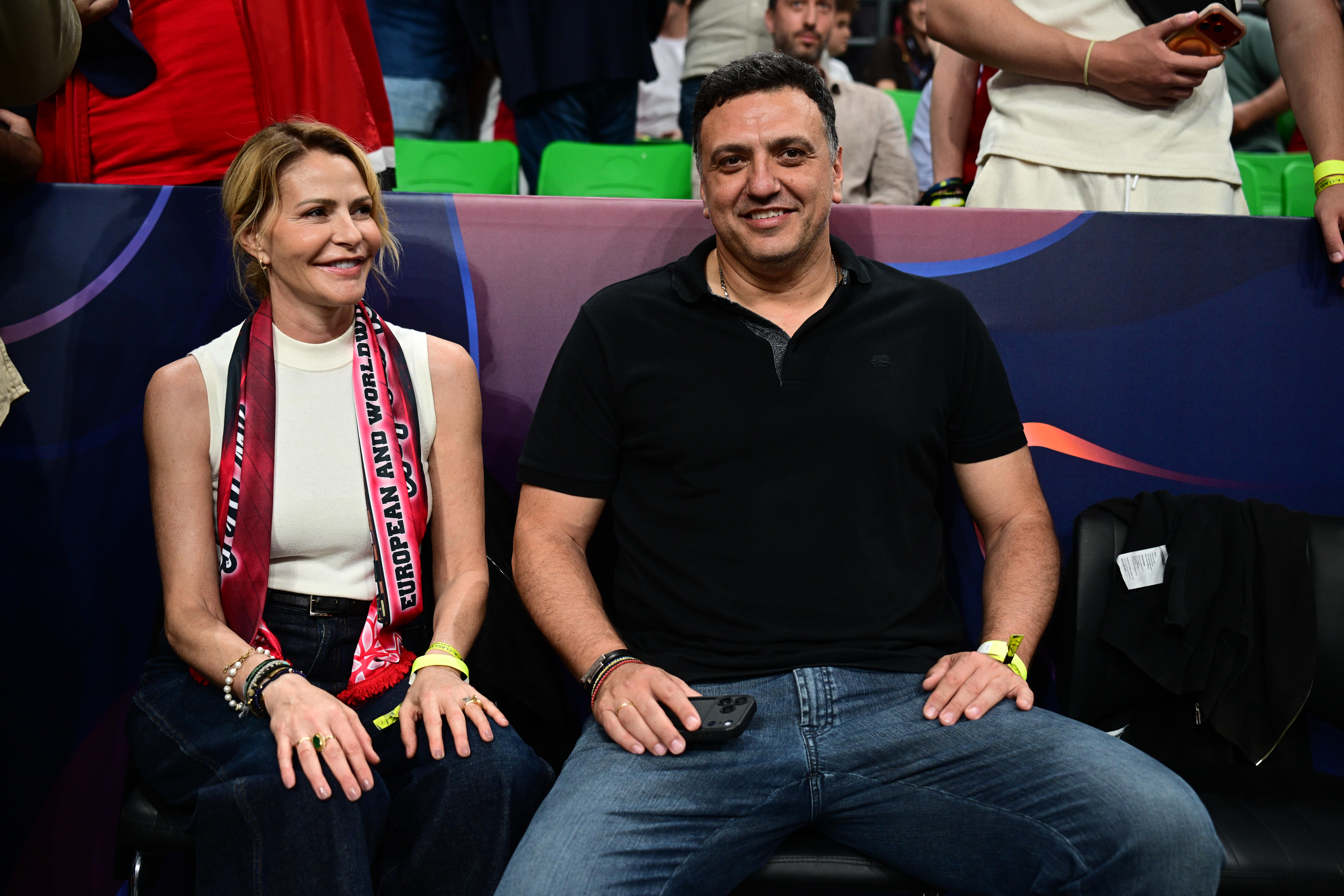 Ο Βασίλης Κικίλιας με την Τζένη Μπαλατσινού στον μεγάλο τελικό του Final Four της Euroleague στο στο T-Center