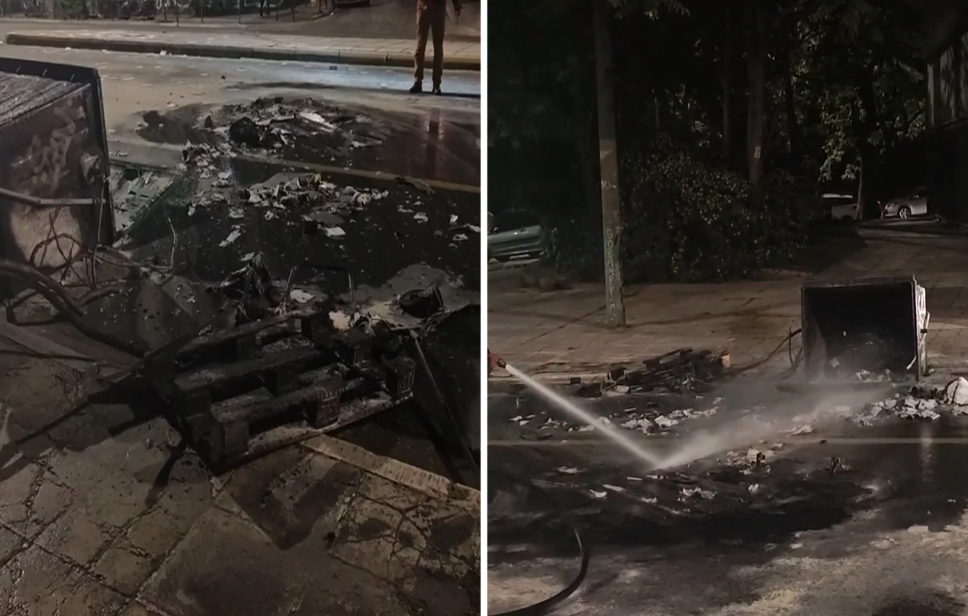 Έκλεισε η Αλεξάνδρας: Φωτιά σε κάδους και μηνύματα για τα Προσφυγικά