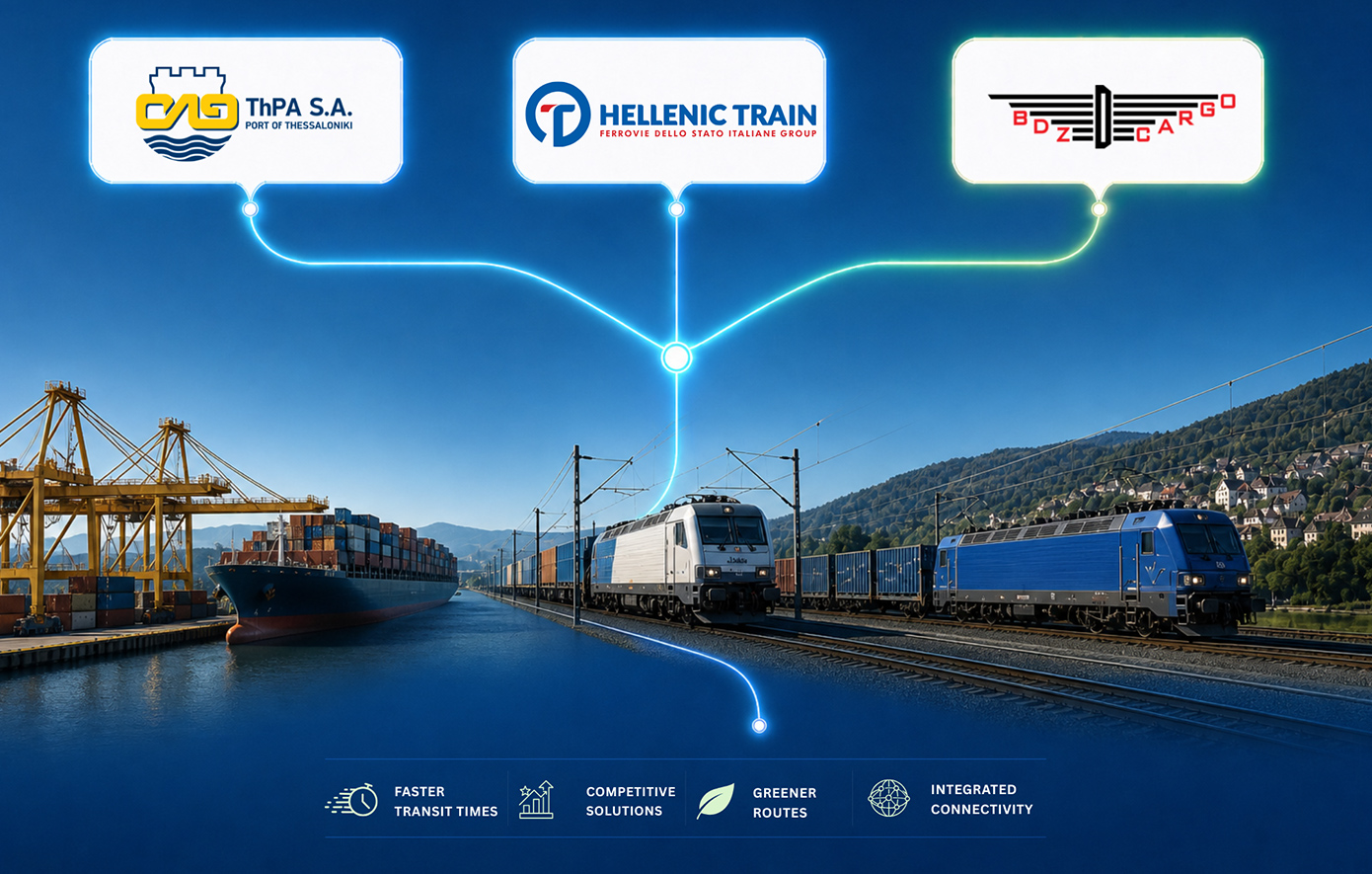 Μνημόνιο συνεργασίας ΟΛΘ με Hellenic Train και BDZ για την ενίσχυση των συνδυασμένων μεταφορών