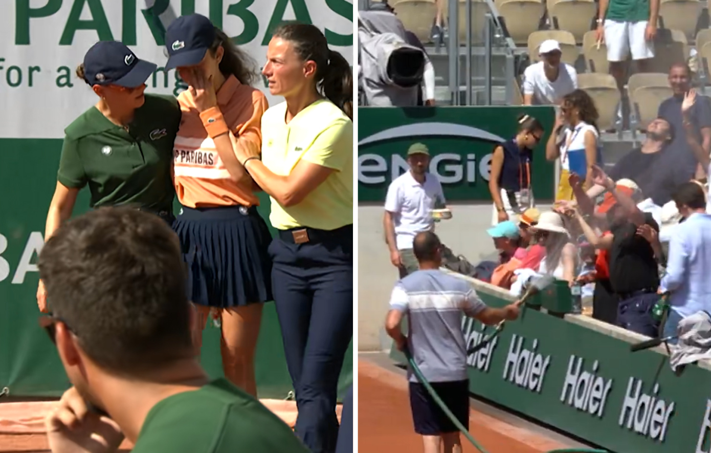 «Έλιωσαν» στο Roland Garros από τον καύσωνα: Λιποθύμησε ball girl, με λάστιχα δρόσισαν τους θεατές στις κερκίδες