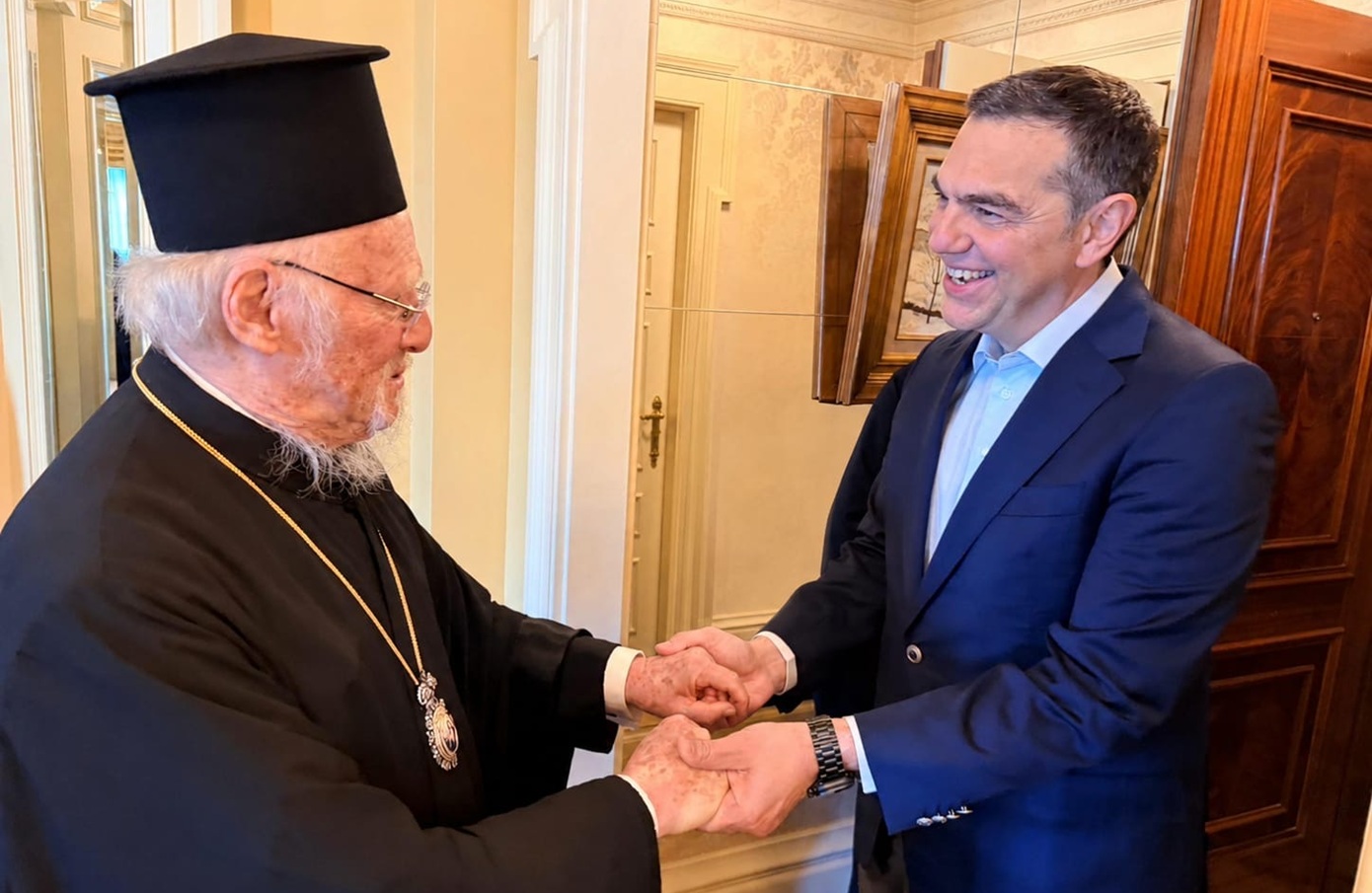 Ο Οικουμενικός Πατριάρχης Βαρθολομαίος συναντήθηκε με τον Αλέξη Τσίπρα