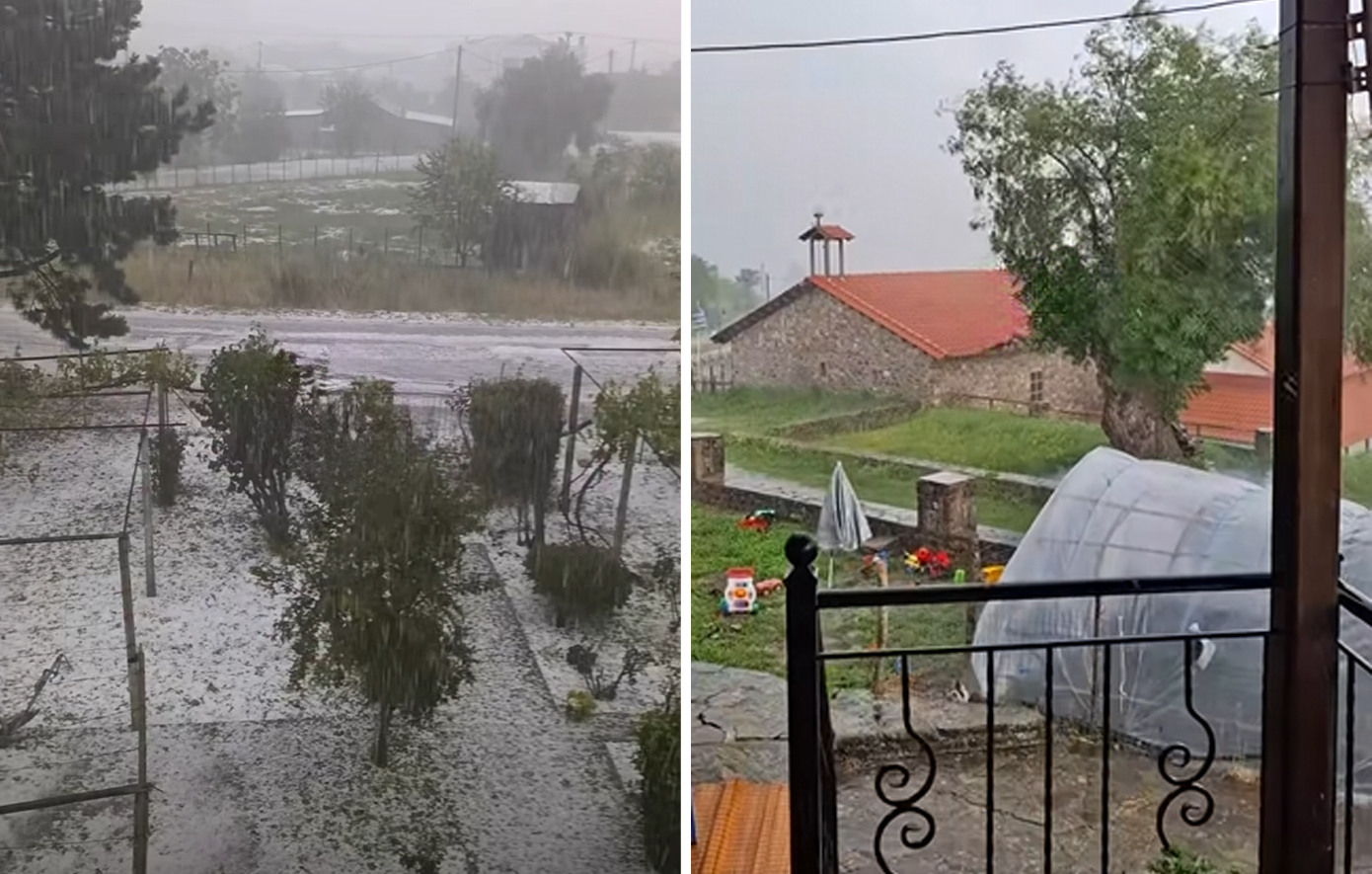 Καλοκαιρινό μπουρίνι με χαλαζόπτωση σάρωσε τα Ιωάννινα: Ποτάμια οι δρόμοι, σοβαρές ζημιές σε καλλιέργειες