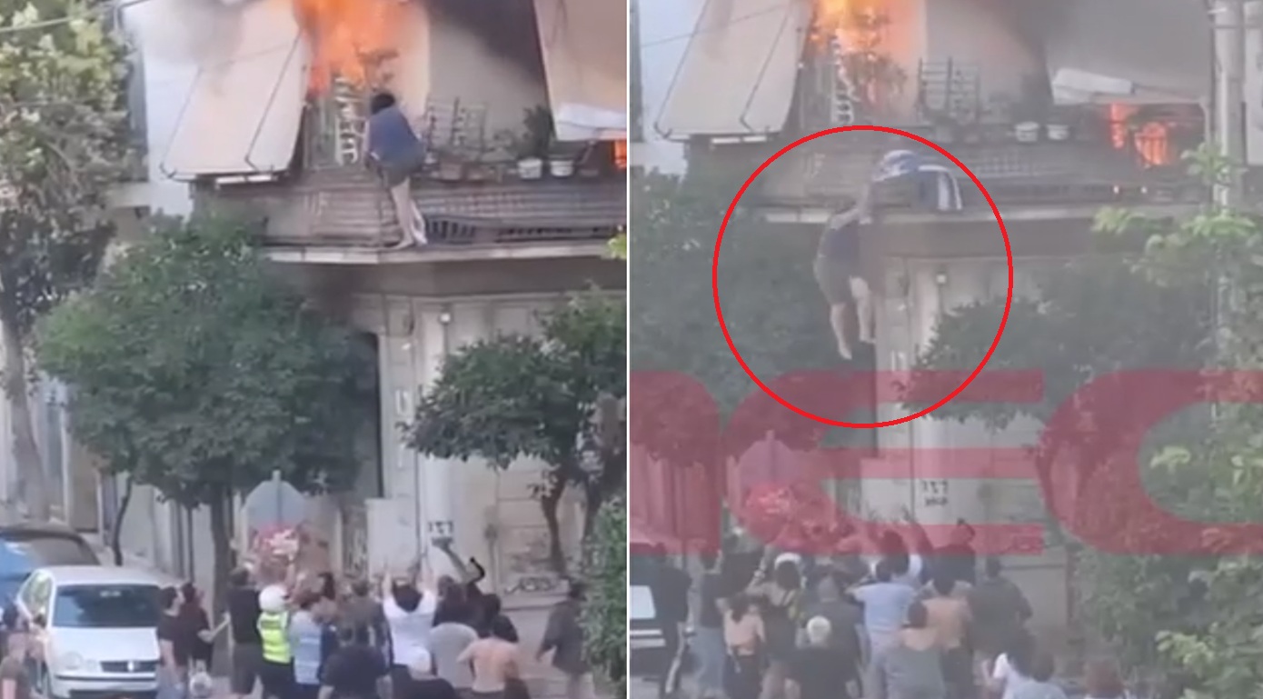 Βίντεο-ντοκουμέντο: Η στιγμή που η 75χρονη γυναίκα πέφτει από το μπαλκόνι για να σωθεί από τις φλόγες στο διαμέρισμά της