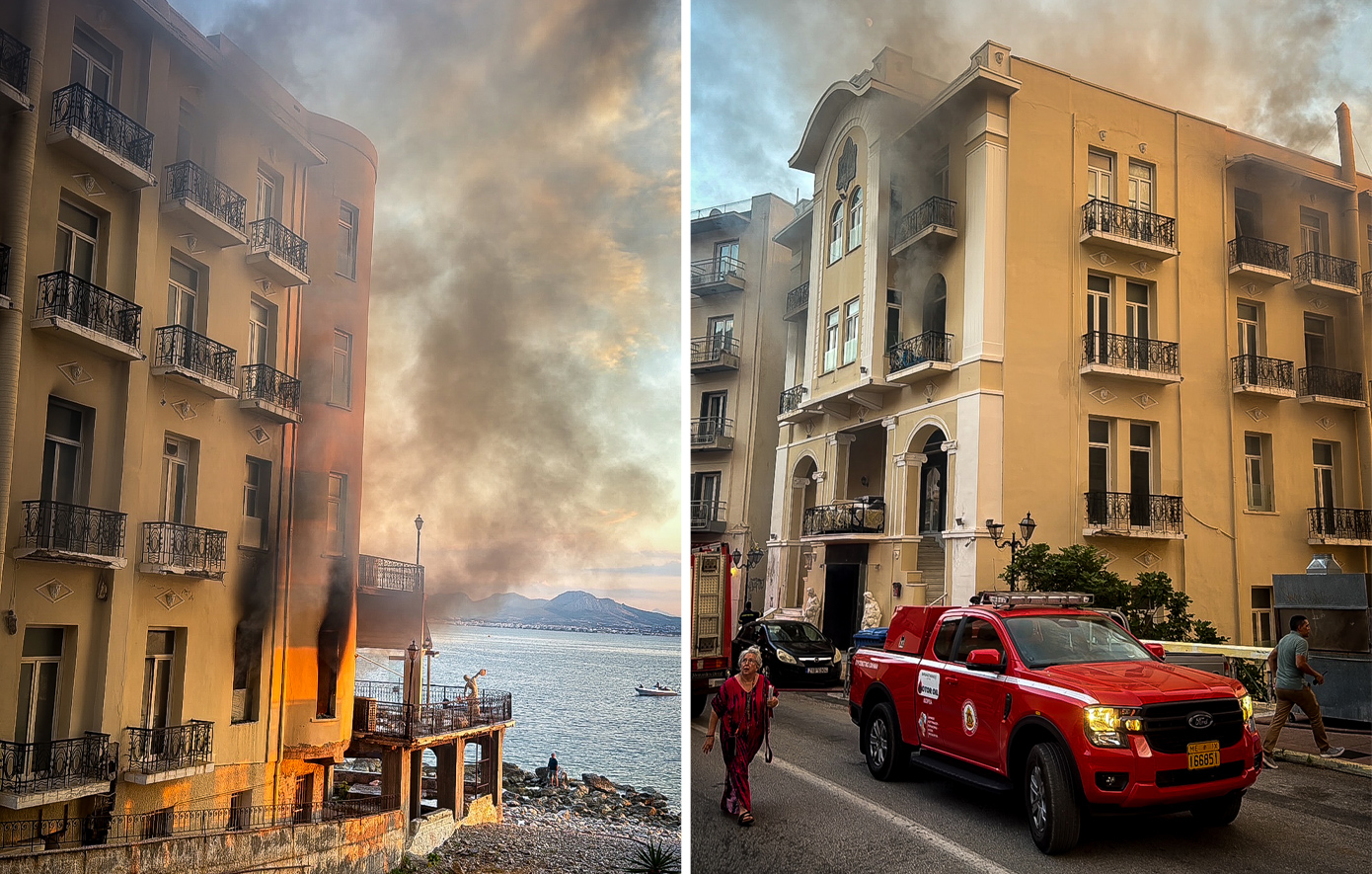 Υπό έλεγχο η φωτιά σε εγκαταλελειμμένο ξενοδοχείο στο Λουτράκι