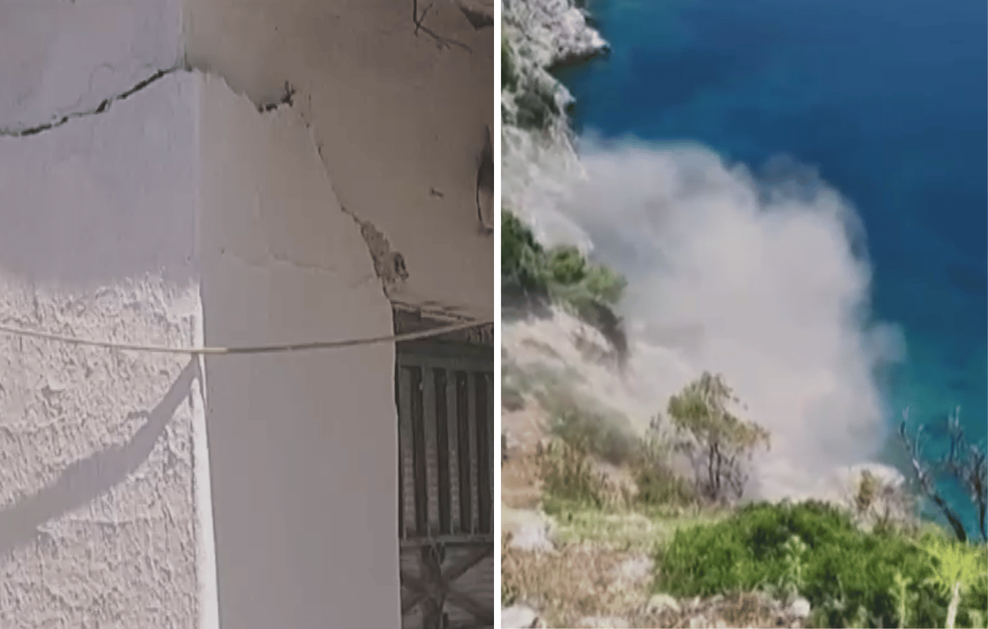 Ζημιές σε κτίρια στο Μαντούδι από τον διπλό σεισμό στην Εύβοια &#8211; Βίντεο σοκ την ώρα του σεισμού