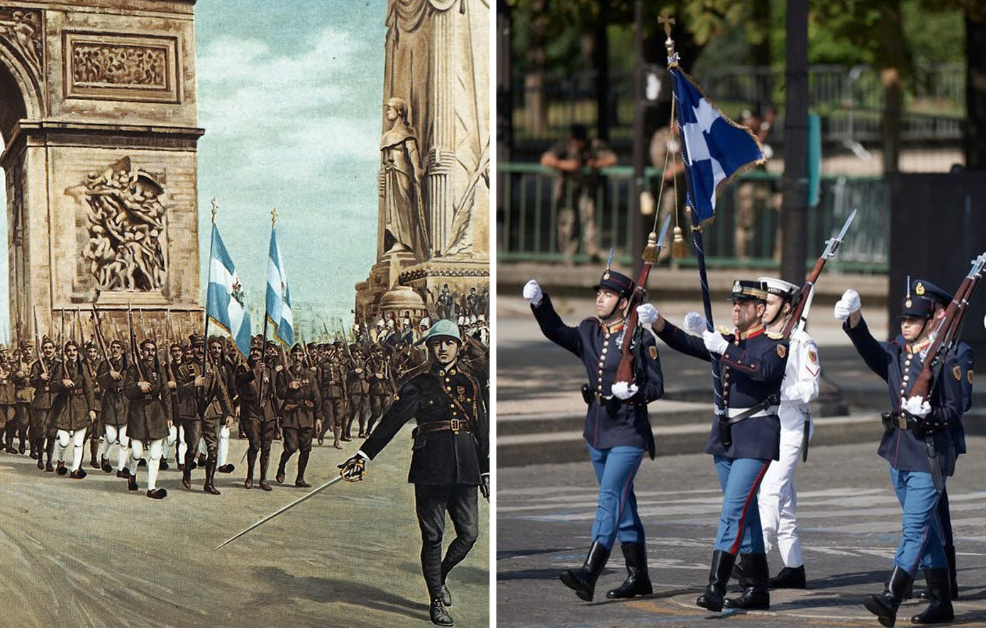 Ελληνικό άγημα παρήλασε στην Αψίδα του Θριάμβου στο Παρίσι, όπως το 1919 &#8211; Οι συγκινητικές φωτογραφίες