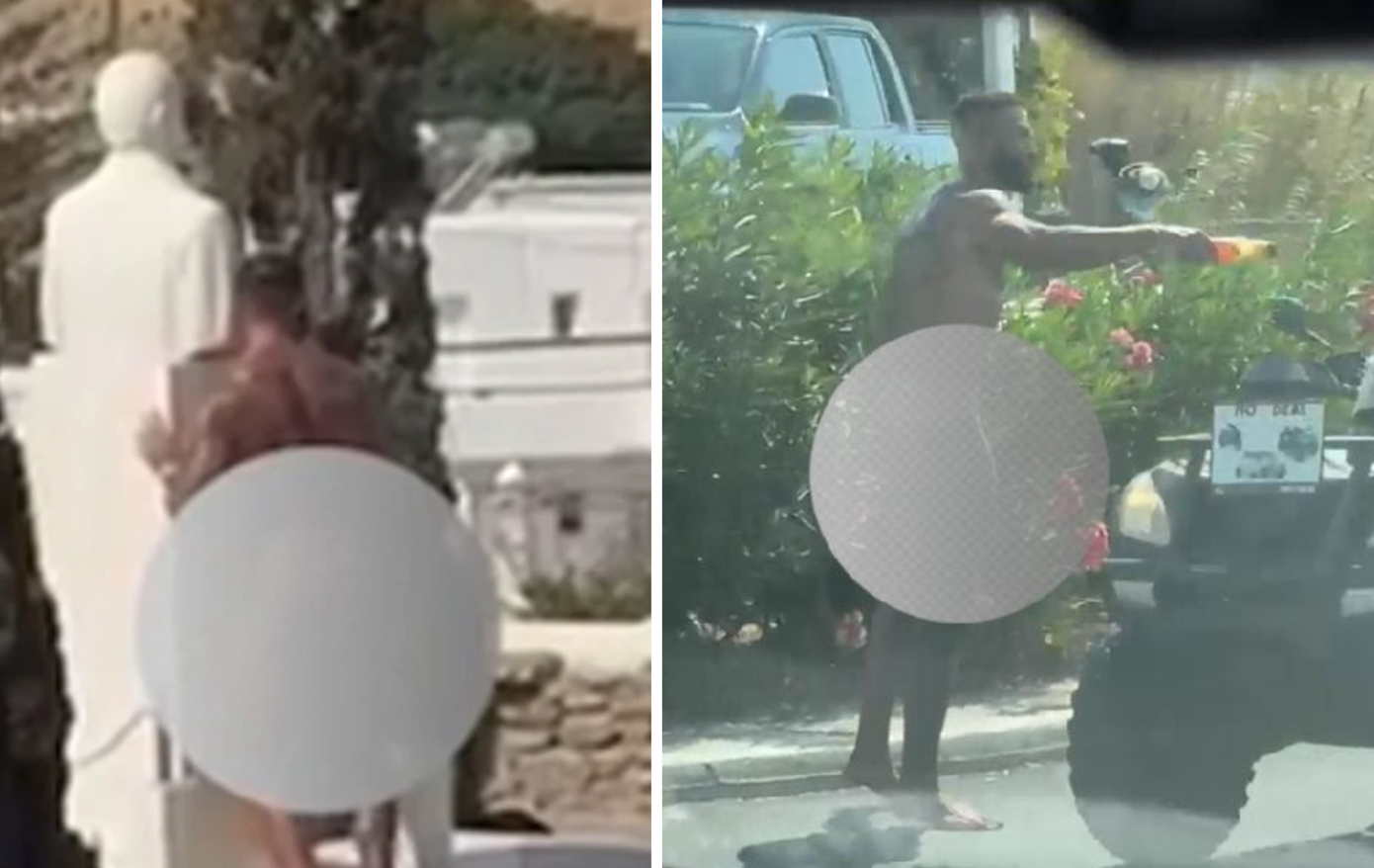 Ο τουρίστας που ασέλγησε στην προτομή του Καραμανλή, ξεγυμνώθηκε σε καφέ στη Μύκονο