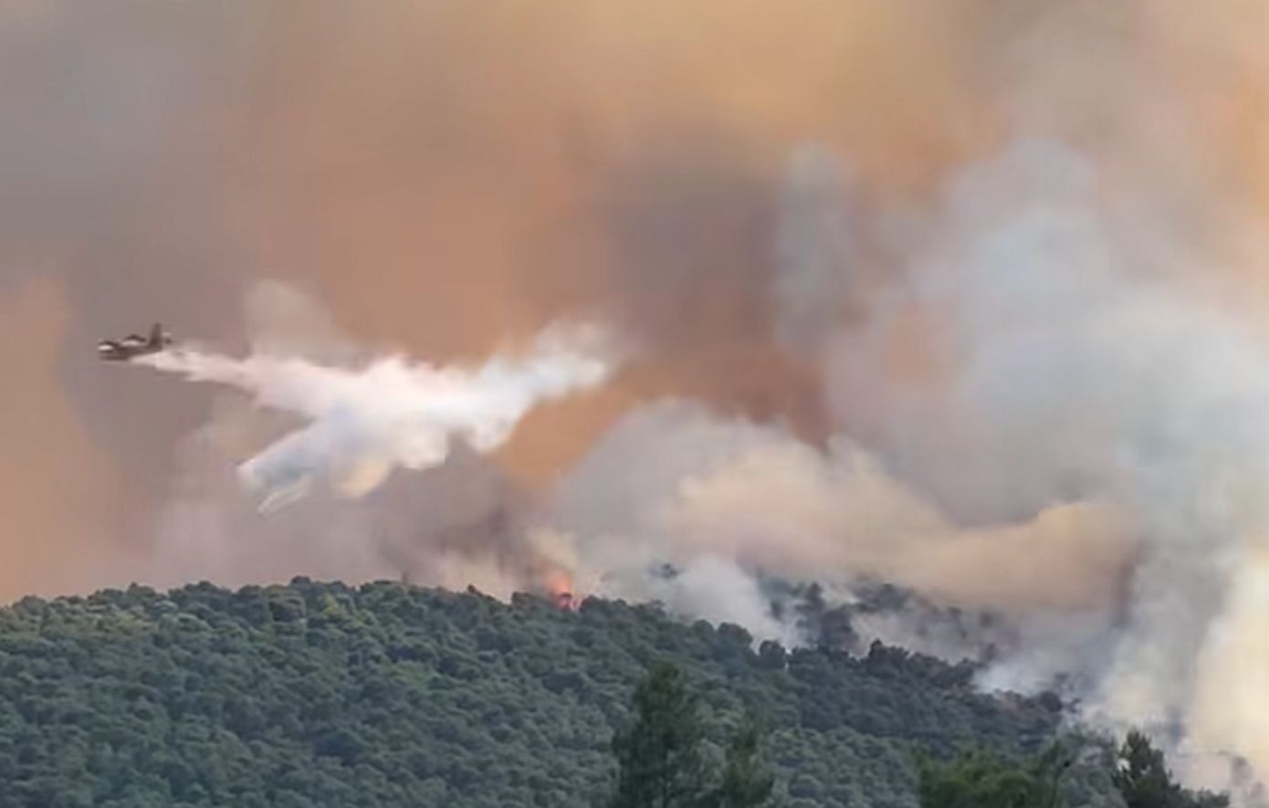 Μεγάλη φωτιά στην Οινόη &#8211; Μήνυμα του 112, πάνω από 20 εναέρια μέσα &#8211; Διακοπή κυκλοφορίας στην παλιά εθνική Αθηνών Θηβών